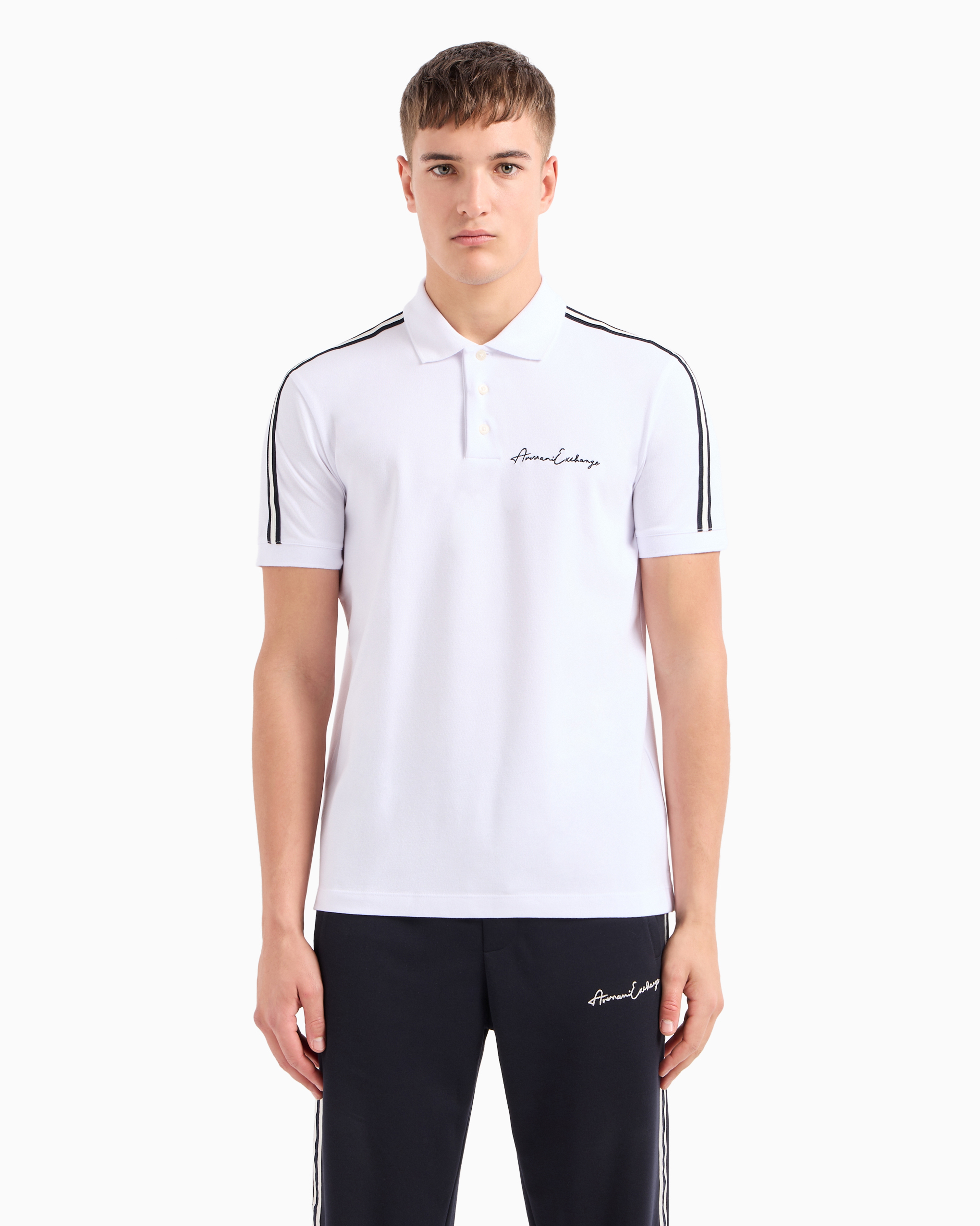 Armani Exchange Official Store Regular Fit Polo Shirt With Signature Logo In White