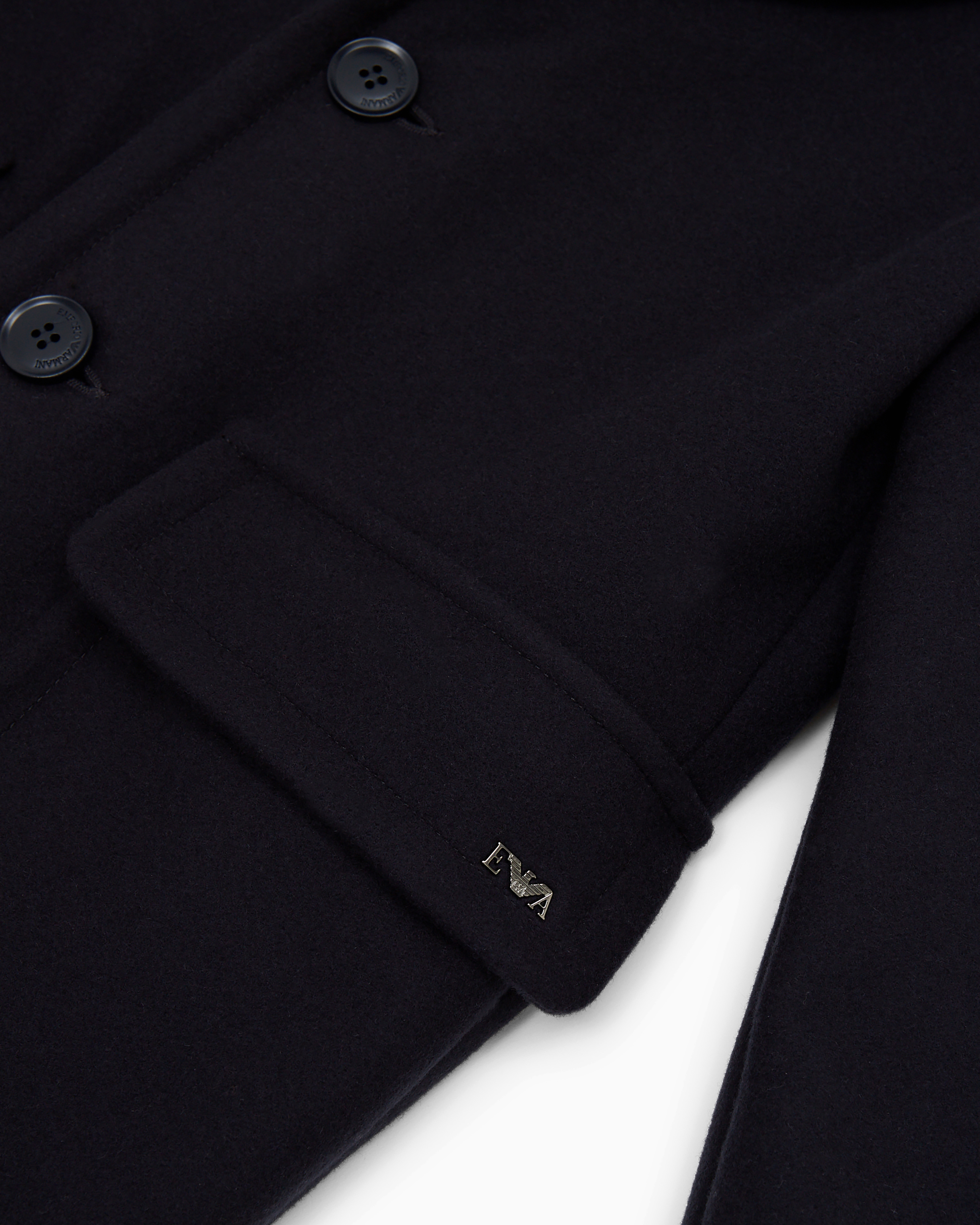 Emporio Armani Official Store Single-breasted Wool Cloth Coat In Navy Blue