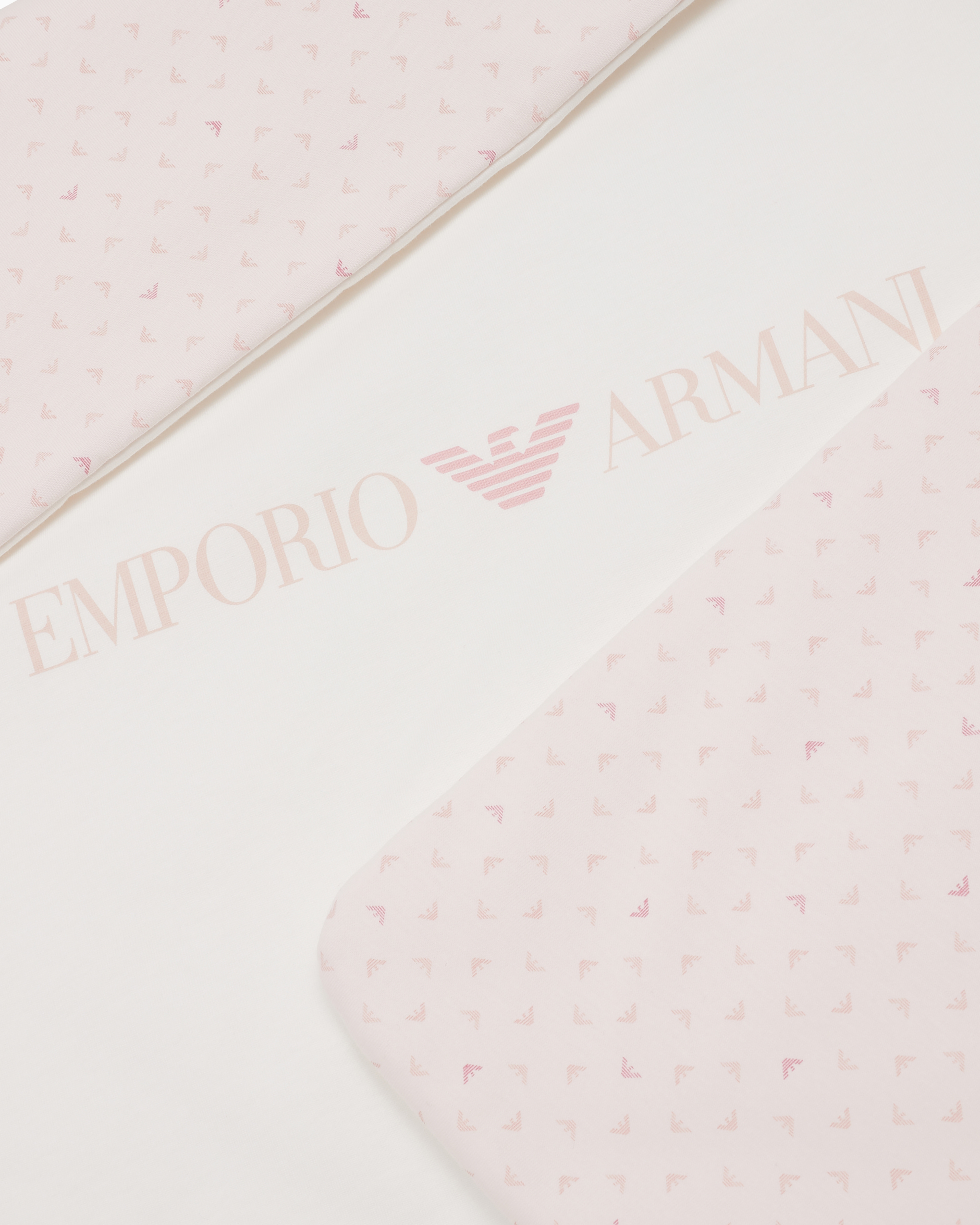 Emporio Armani Double-faced Blanket With Op-art Logo And Eagles In Pink
