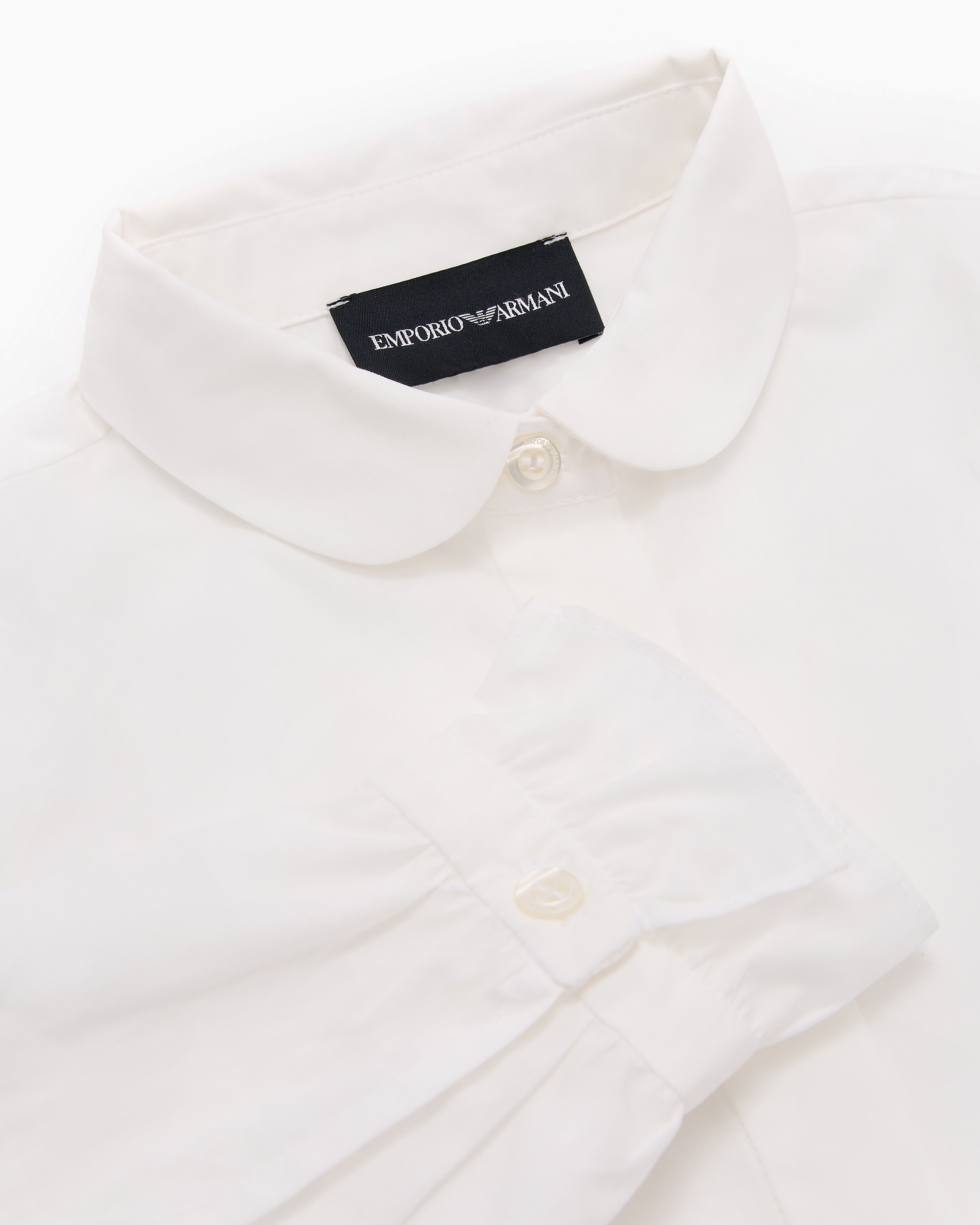 Emporio Armani Official Store Poplin Shirt With Peter Pan Collar In White
