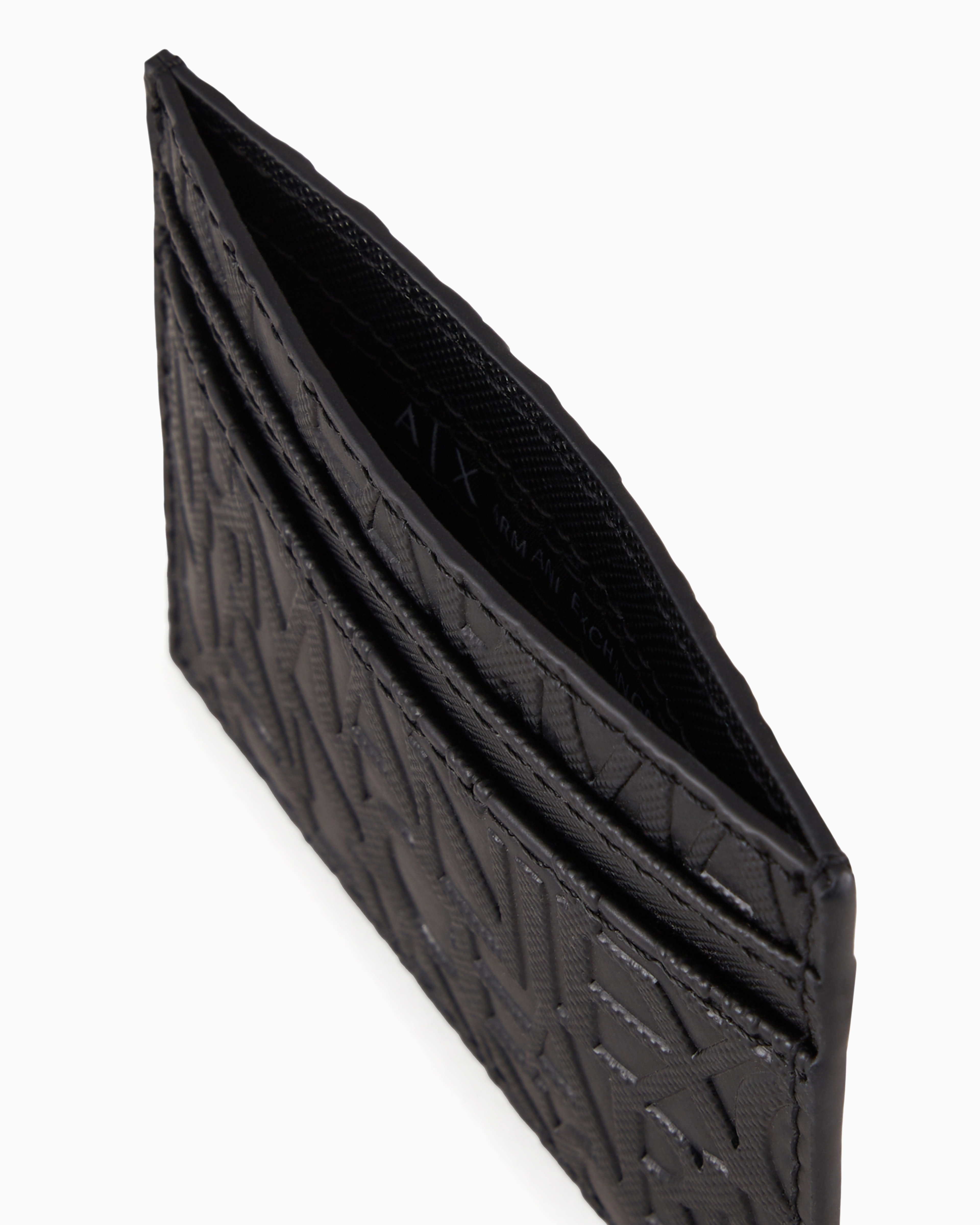 Armani Exchange Card Holder Made Of Recycled Material With Embossed Logo Writing In Black