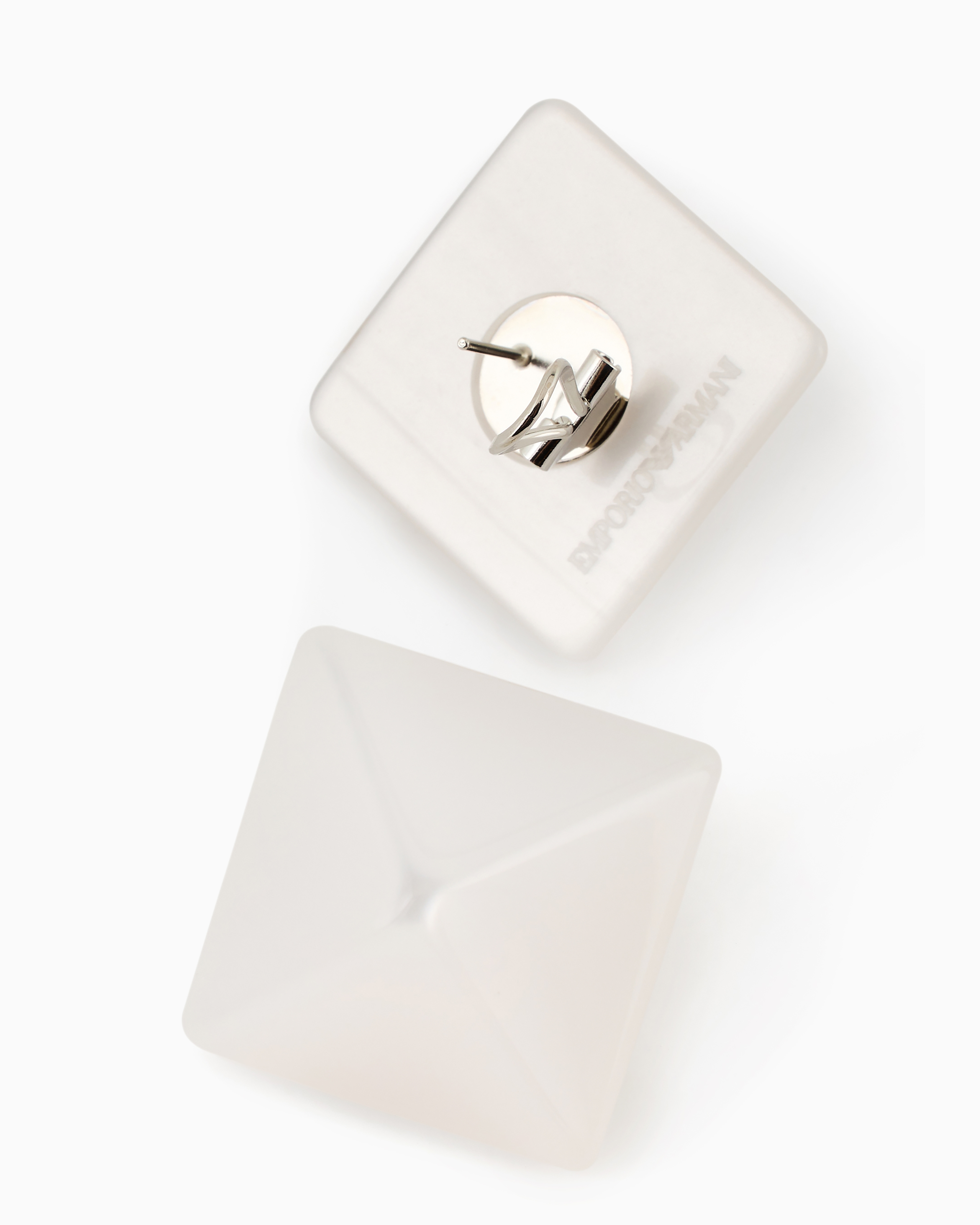 Emporio Armani Official Store Oversize Square Faceted Earrings In White