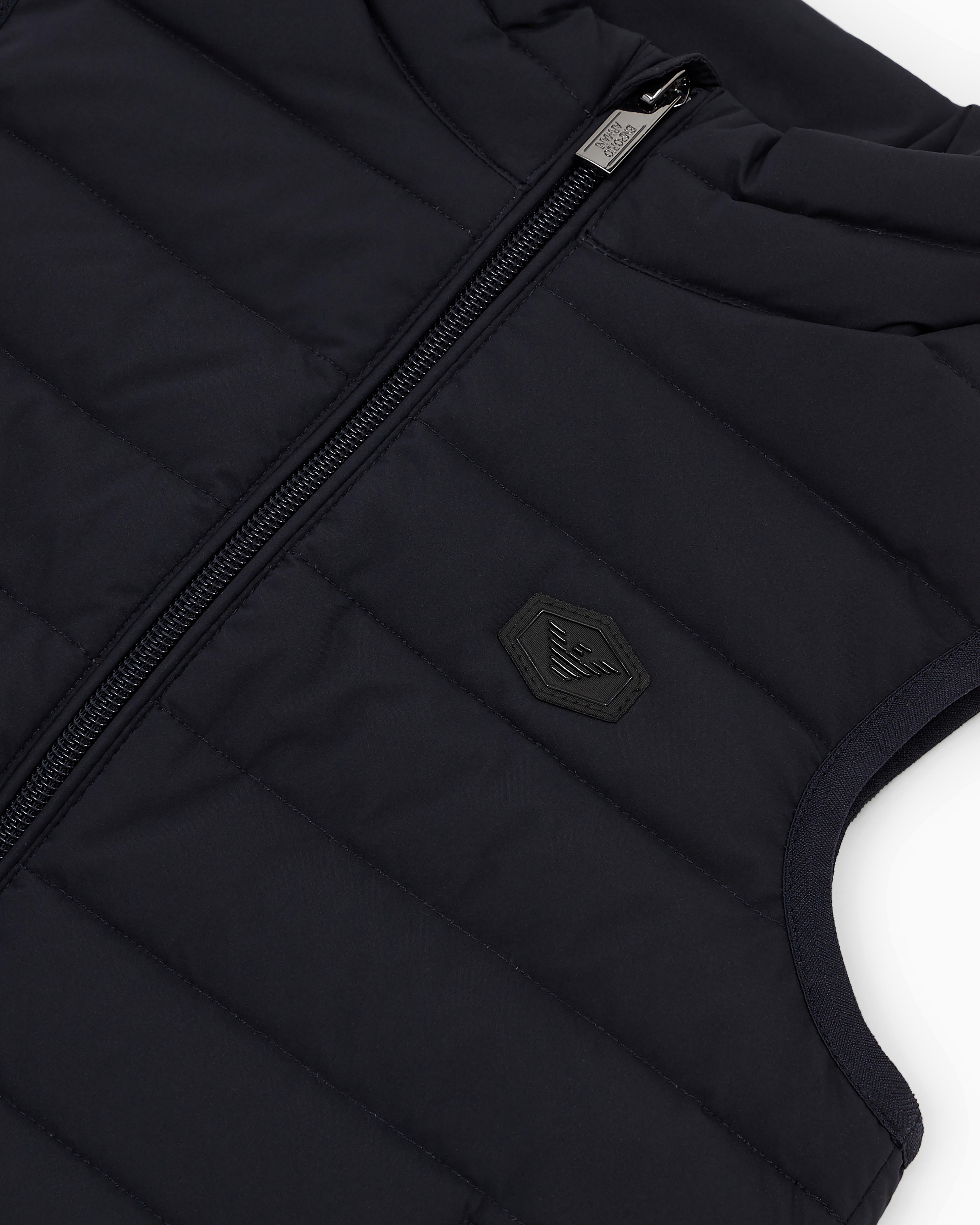 Emporio Armani Quilted-nylon Puffer Gilet With Recycled Down In Navy Blue