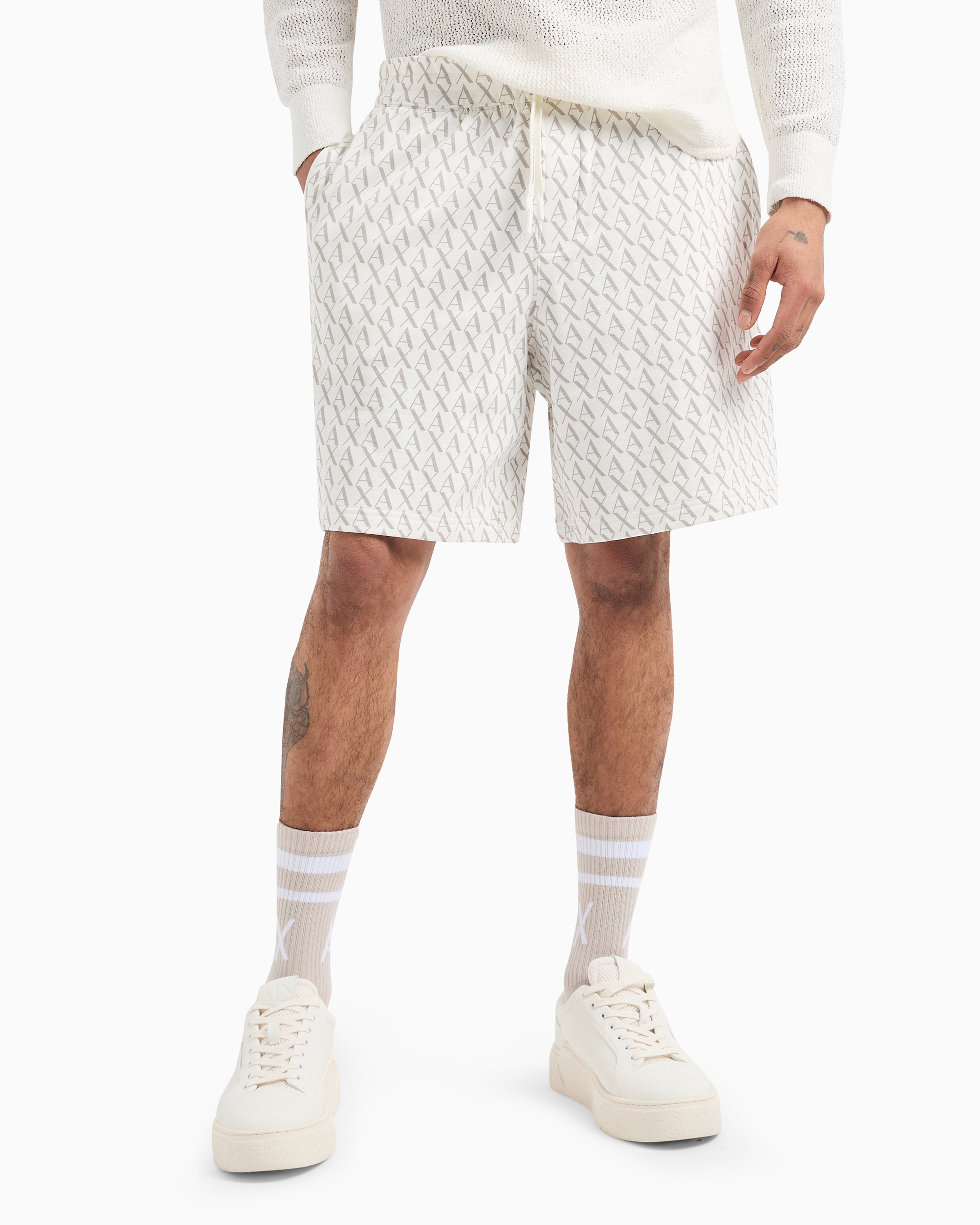 Armani Exchange Trousers In Flowing Fabric In White