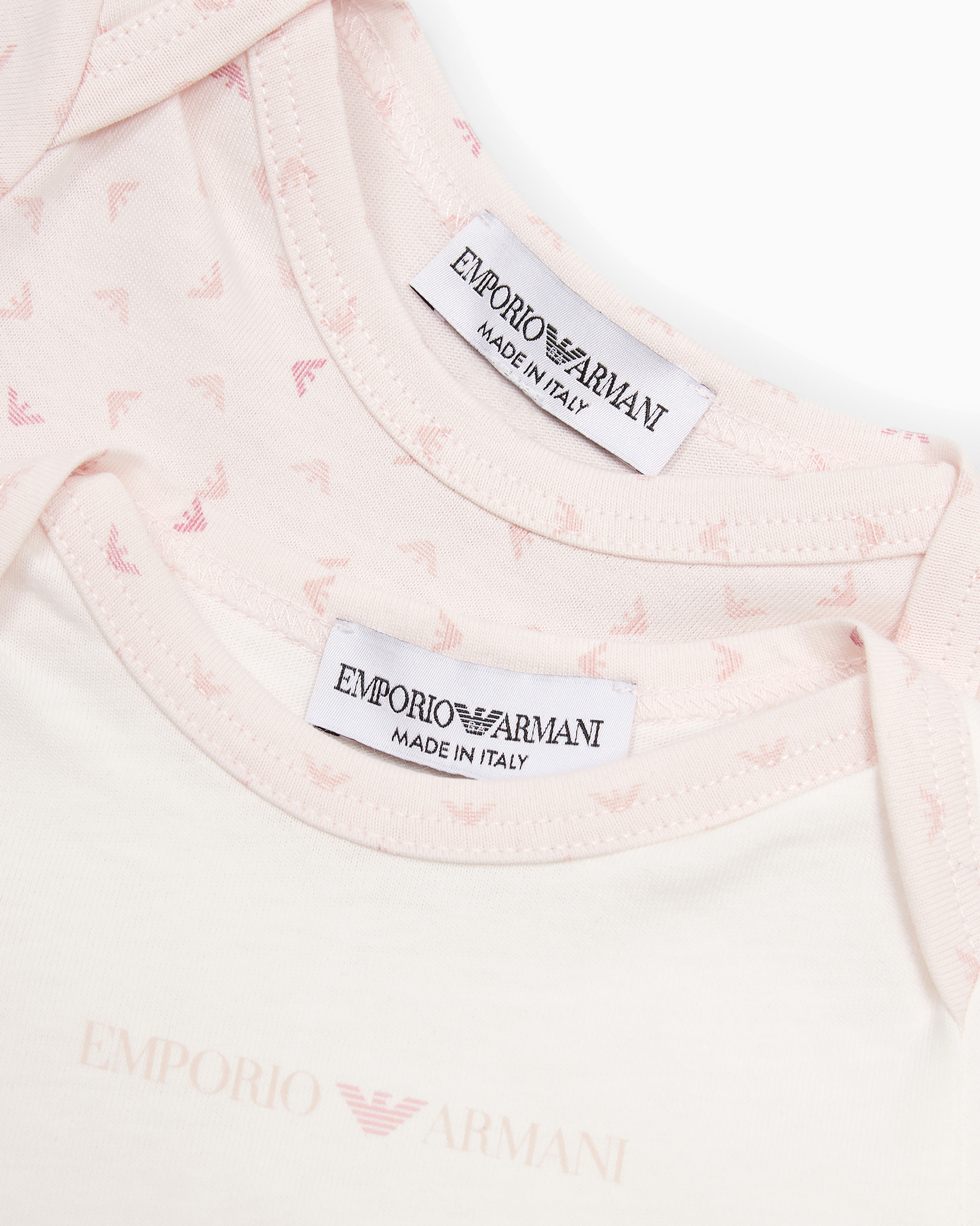 Emporio Armani Gift Set Of Two Bodysuits With All-over Op-art Eagle In Pink
