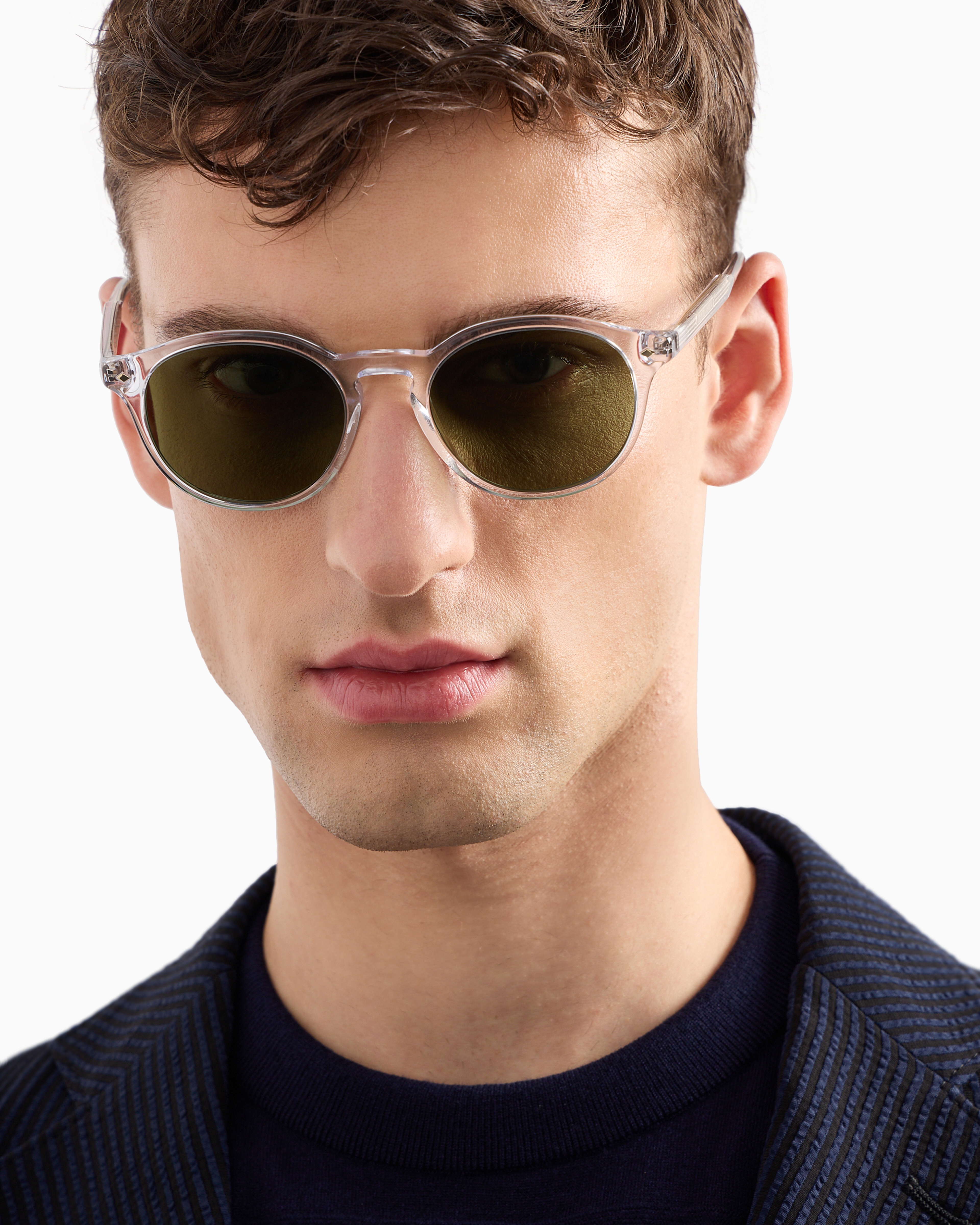 Giorgio Armani Men's Panto Sunglasses In Transparent