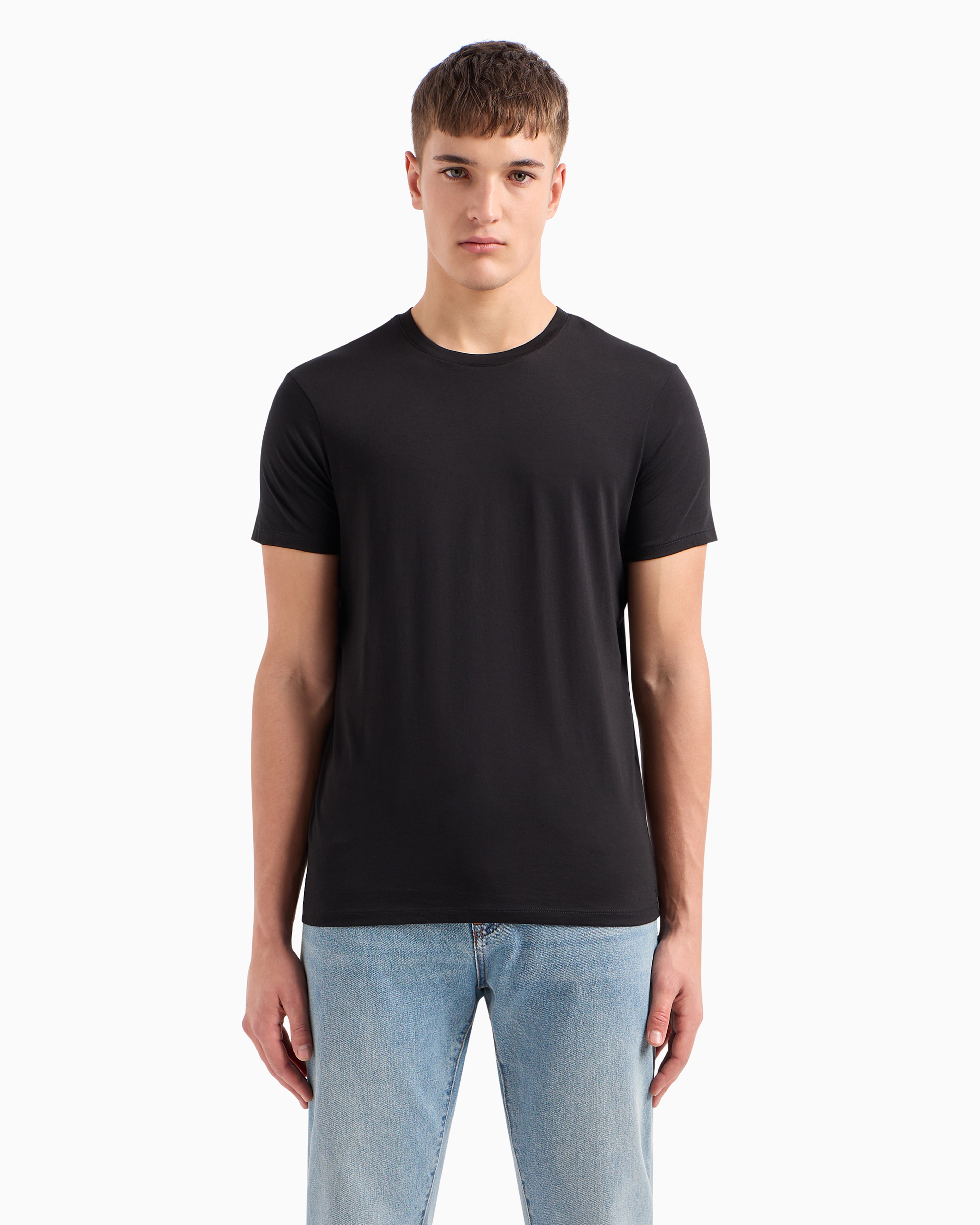Armani Exchange Regular Fit Pima Cotton T-shirt In Black