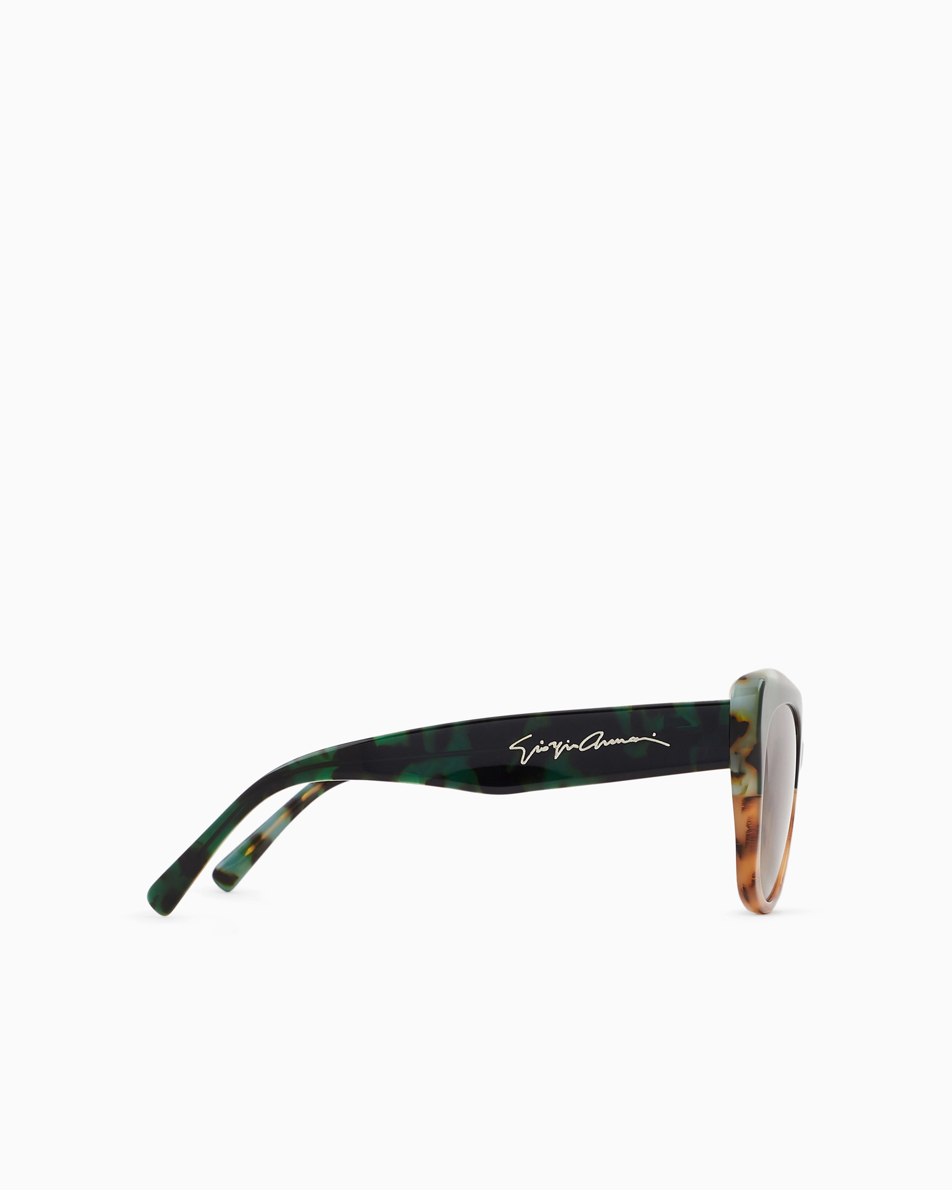 Giorgio Armani Logo-print Cat-eye Frame Sunglasses In Green