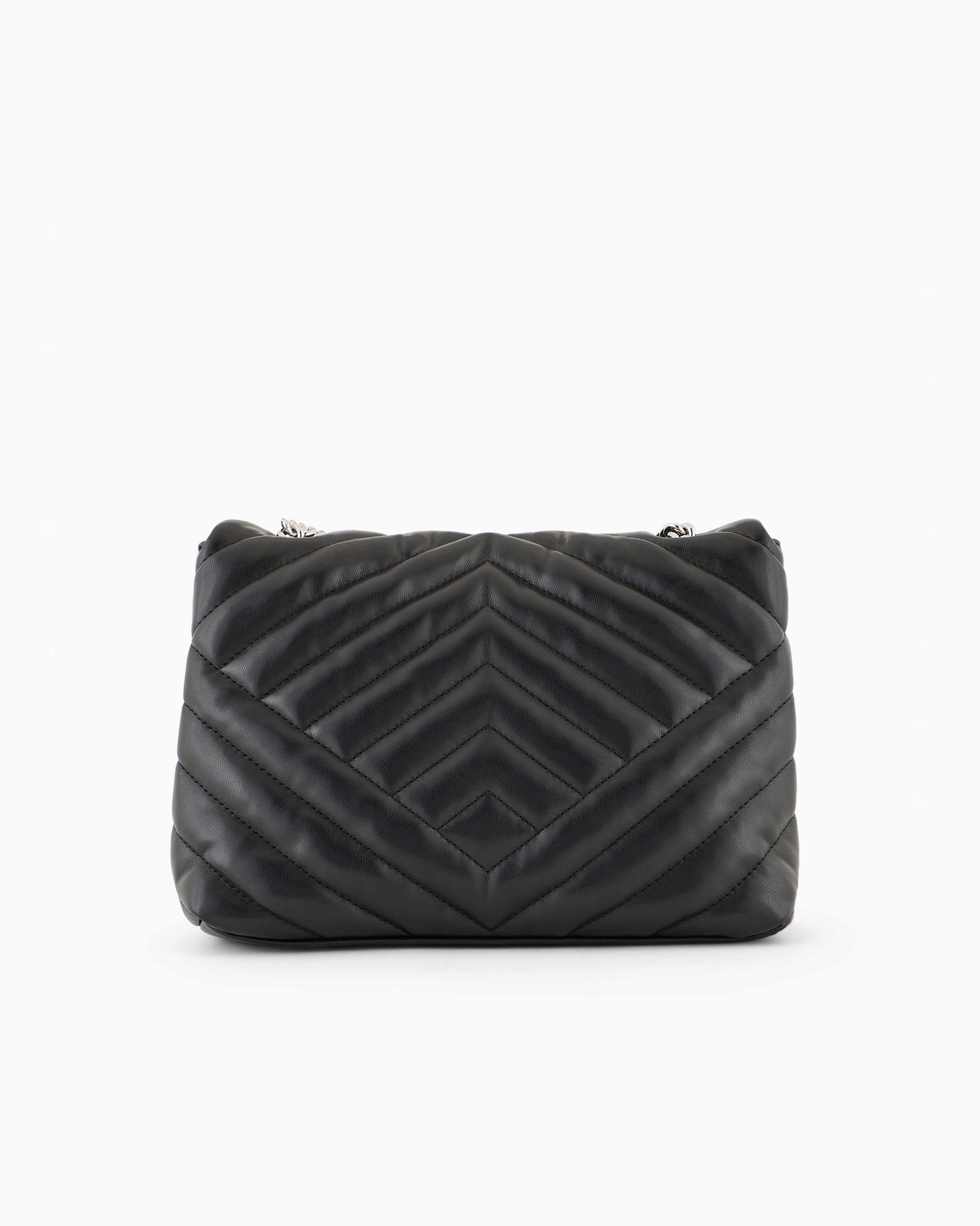 Armani Exchange Official Store Shoulder Bag In Quilted Material With Metal Details In Black