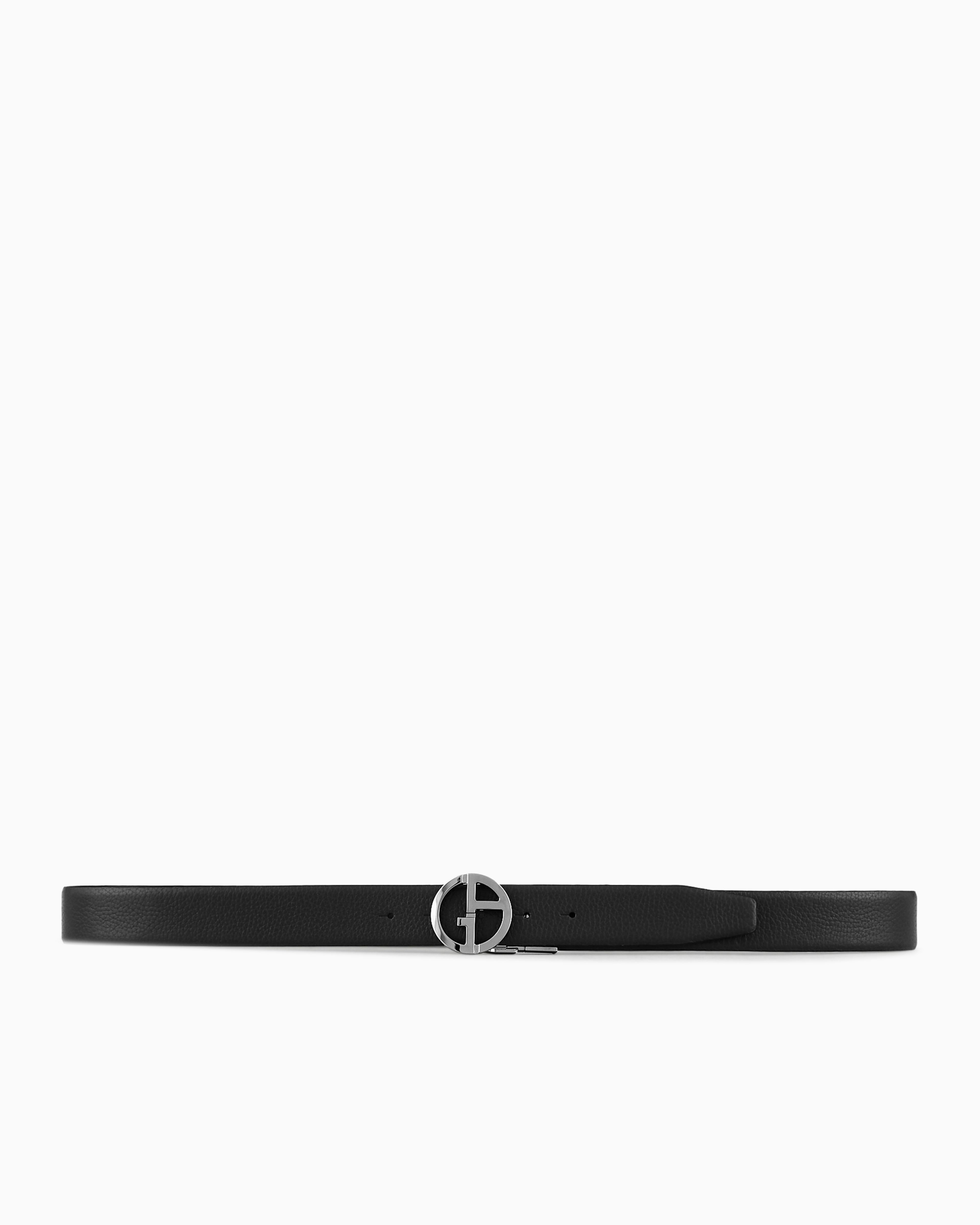 Giorgio Armani Two-toned, Reversible Leather Belt In Black