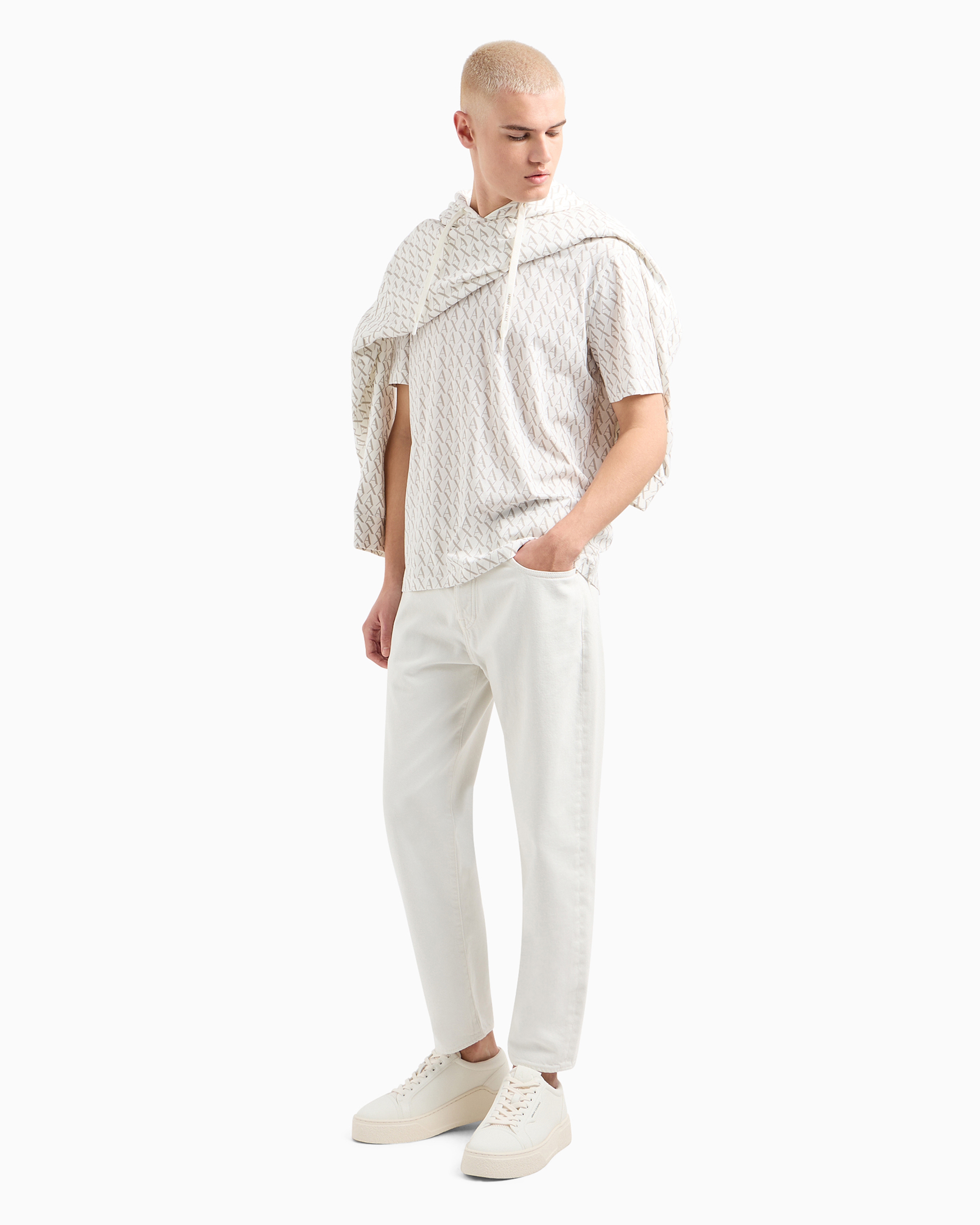 Armani Exchange Long Sleeve T-shirt With Logo Prints In White