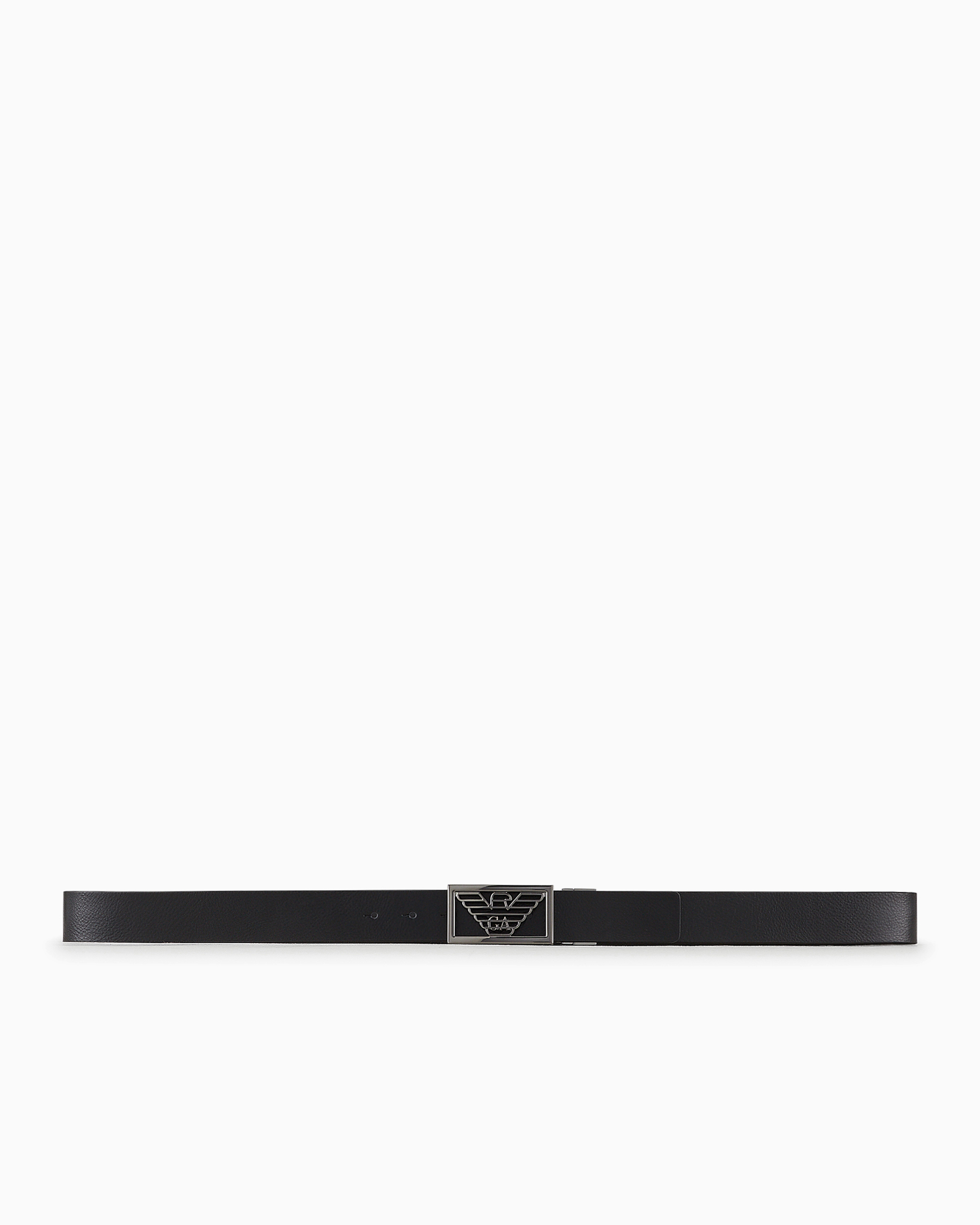 Emporio Armani Reversible Leather Belt With One Side In Palmellato Leather In Black
