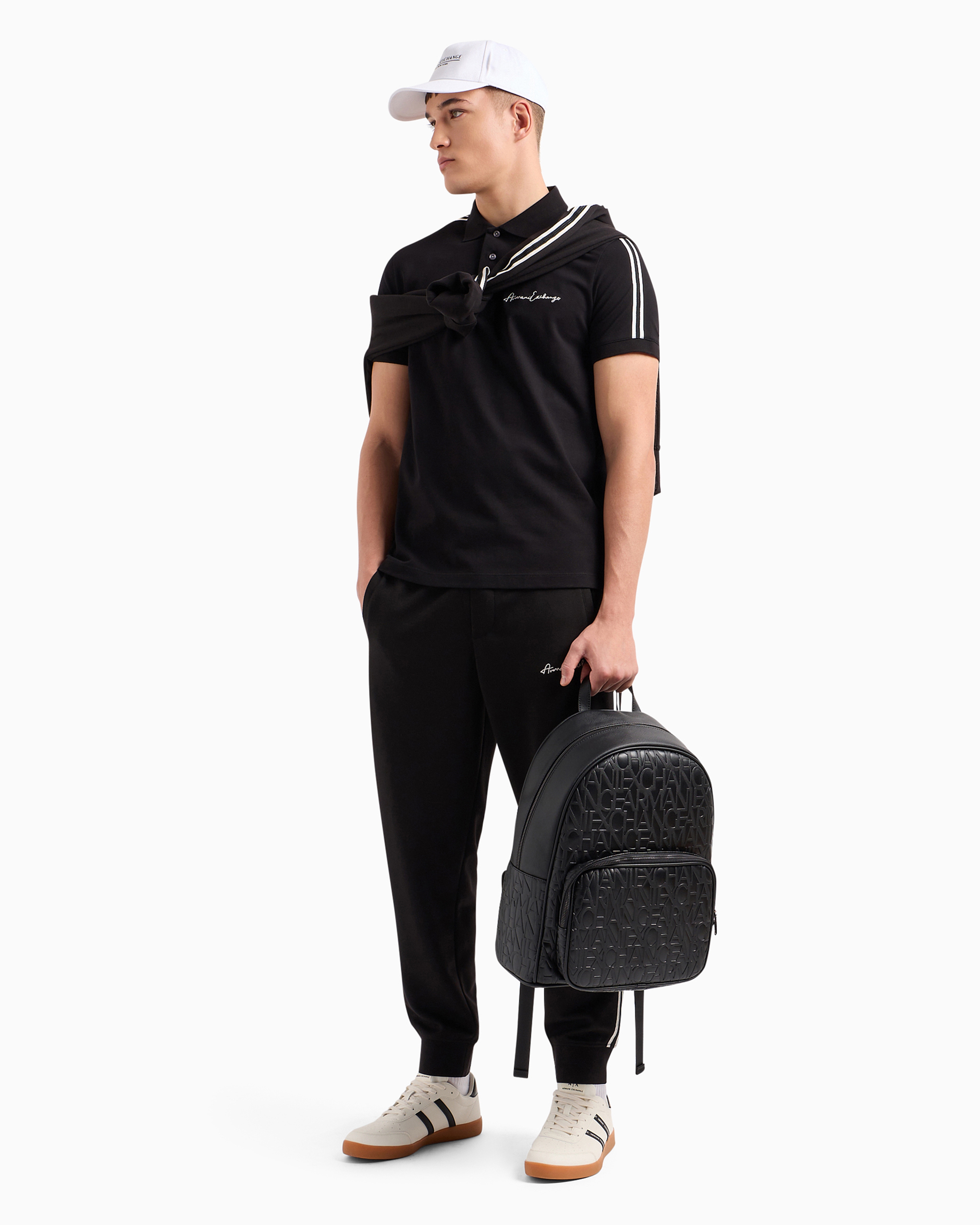 Armani Exchange Official Store Regular Fit Polo Shirt With Signature Logo In Black