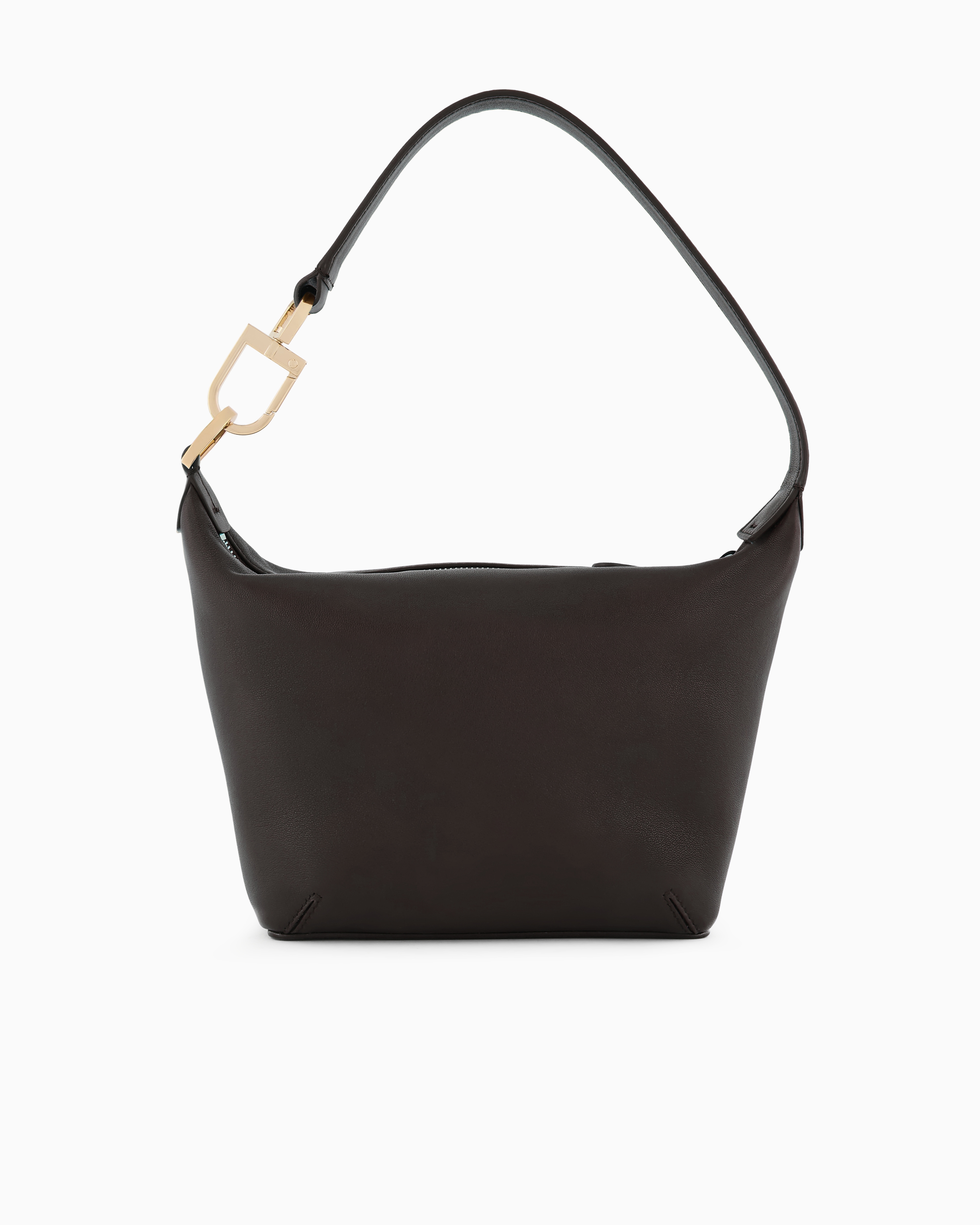 Giorgio Armani Official Store Small La Prima Soft Nappa Leather Handbag In Black