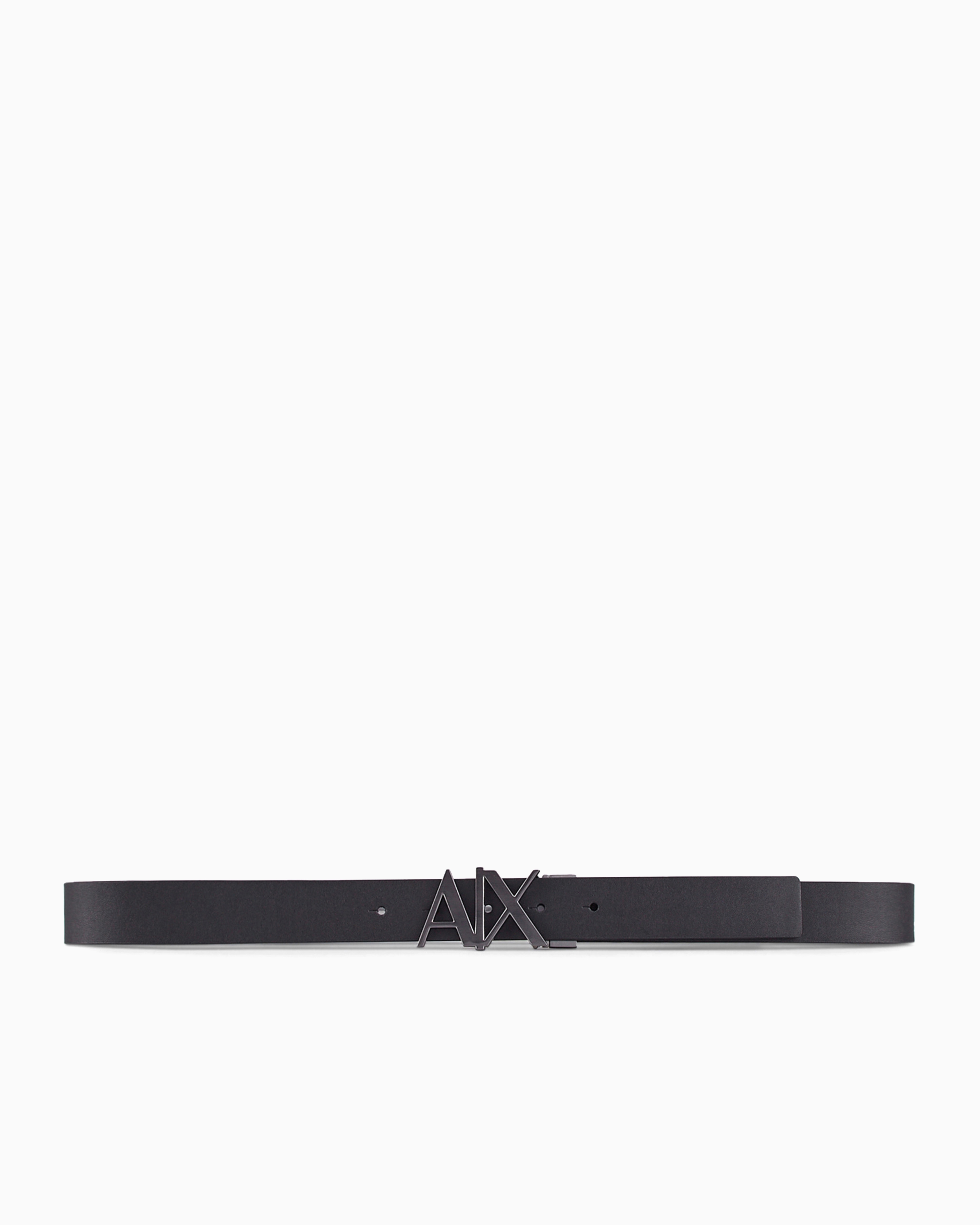Armani Exchange Double-sided Leather Belt In Black