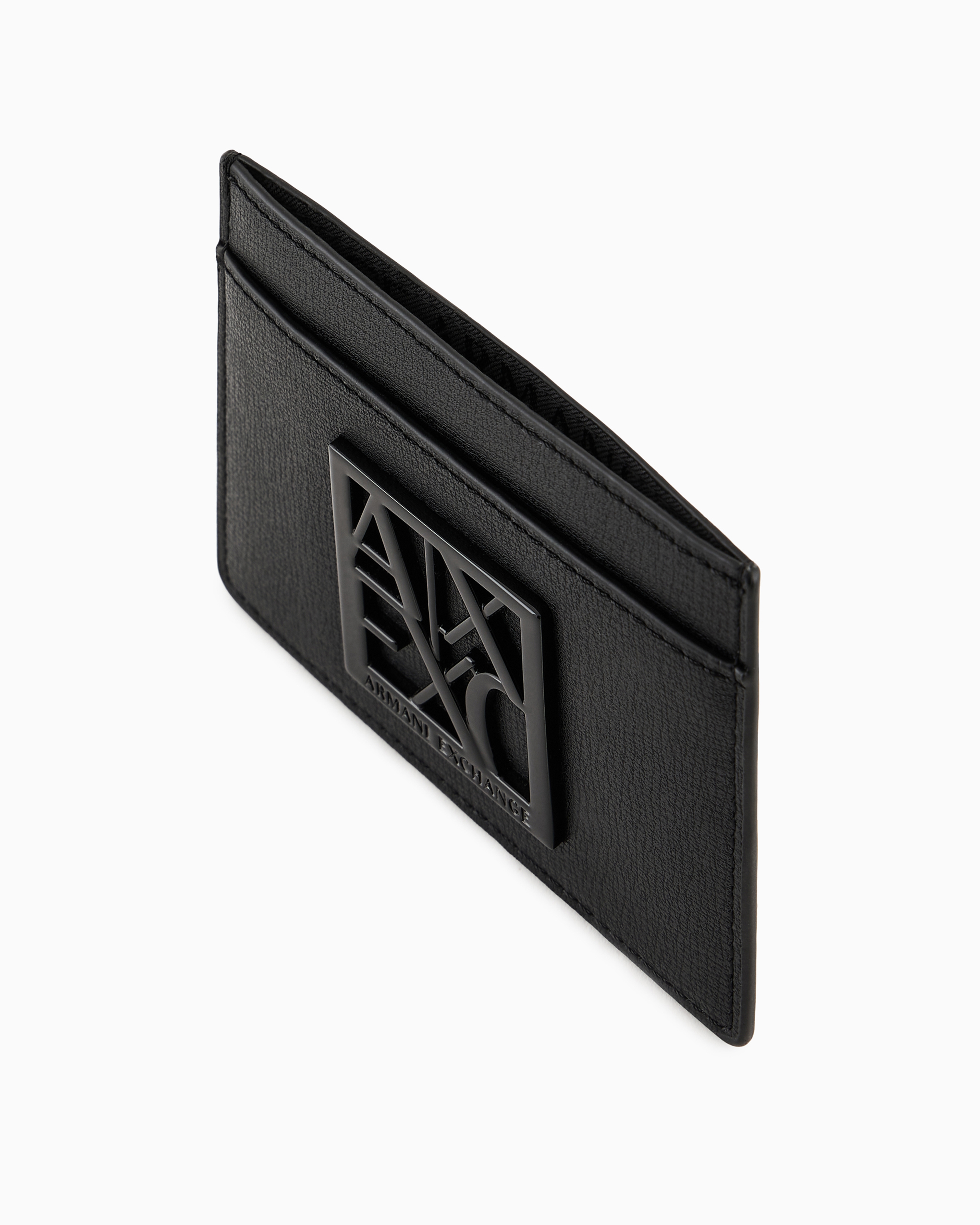 Armani Exchange Coated Fabric Card Holder In Black