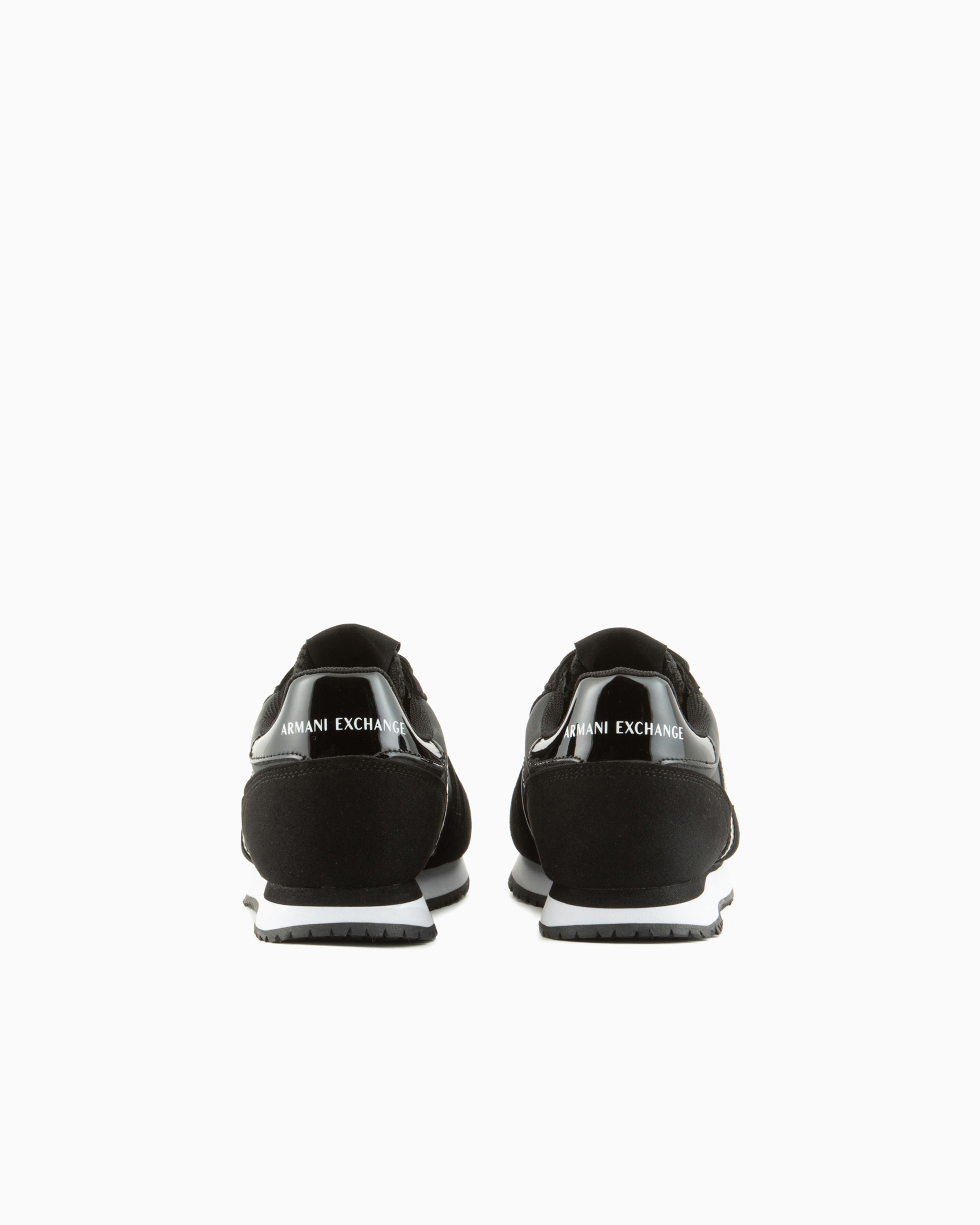 Shop Armani Exchange Microfiber Sneakers With Logo In Black