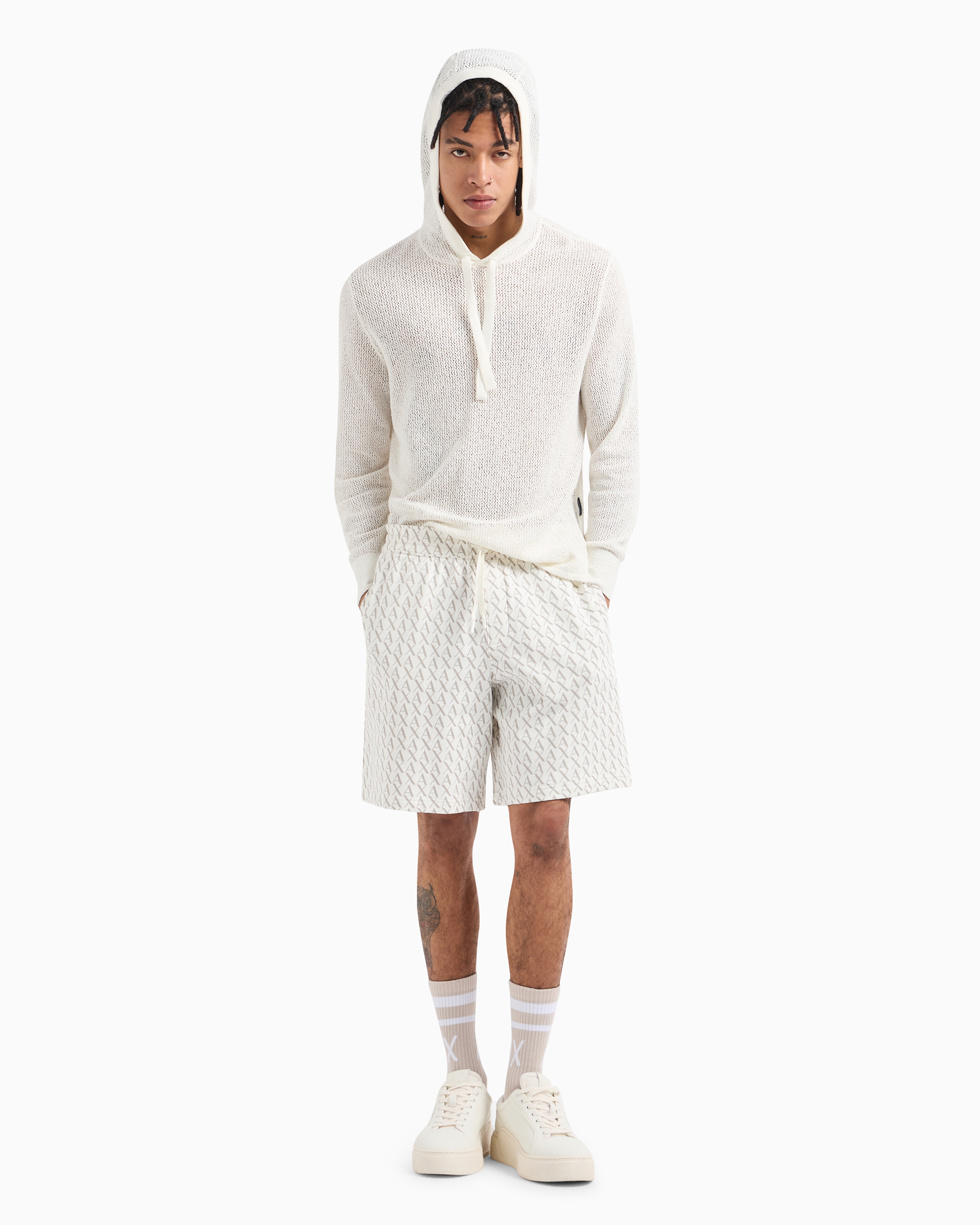 Armani Exchange Trousers In Flowing Fabric In White