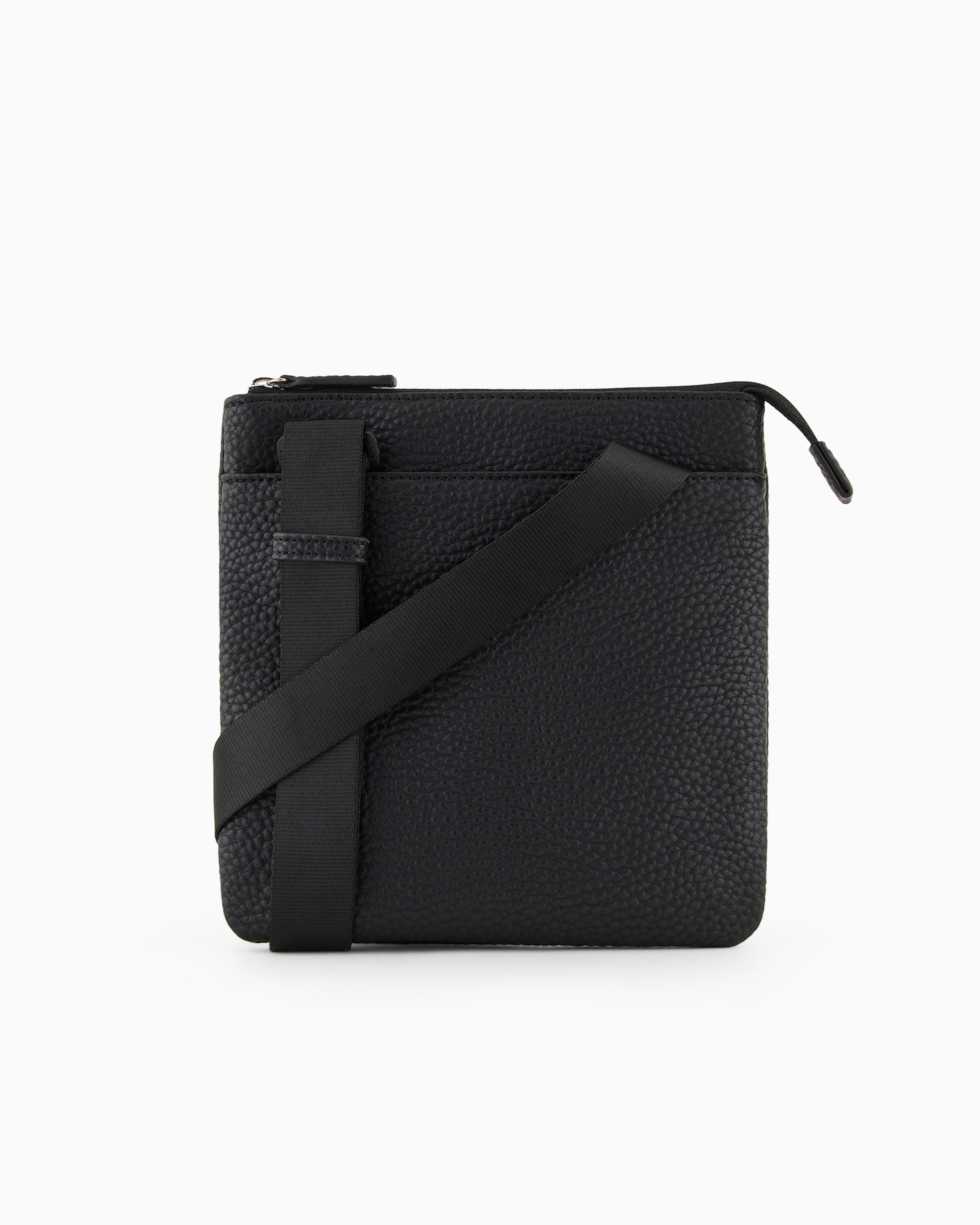 Armani Exchange Official Store Flat Crossbody Bag With External Pocket In Black