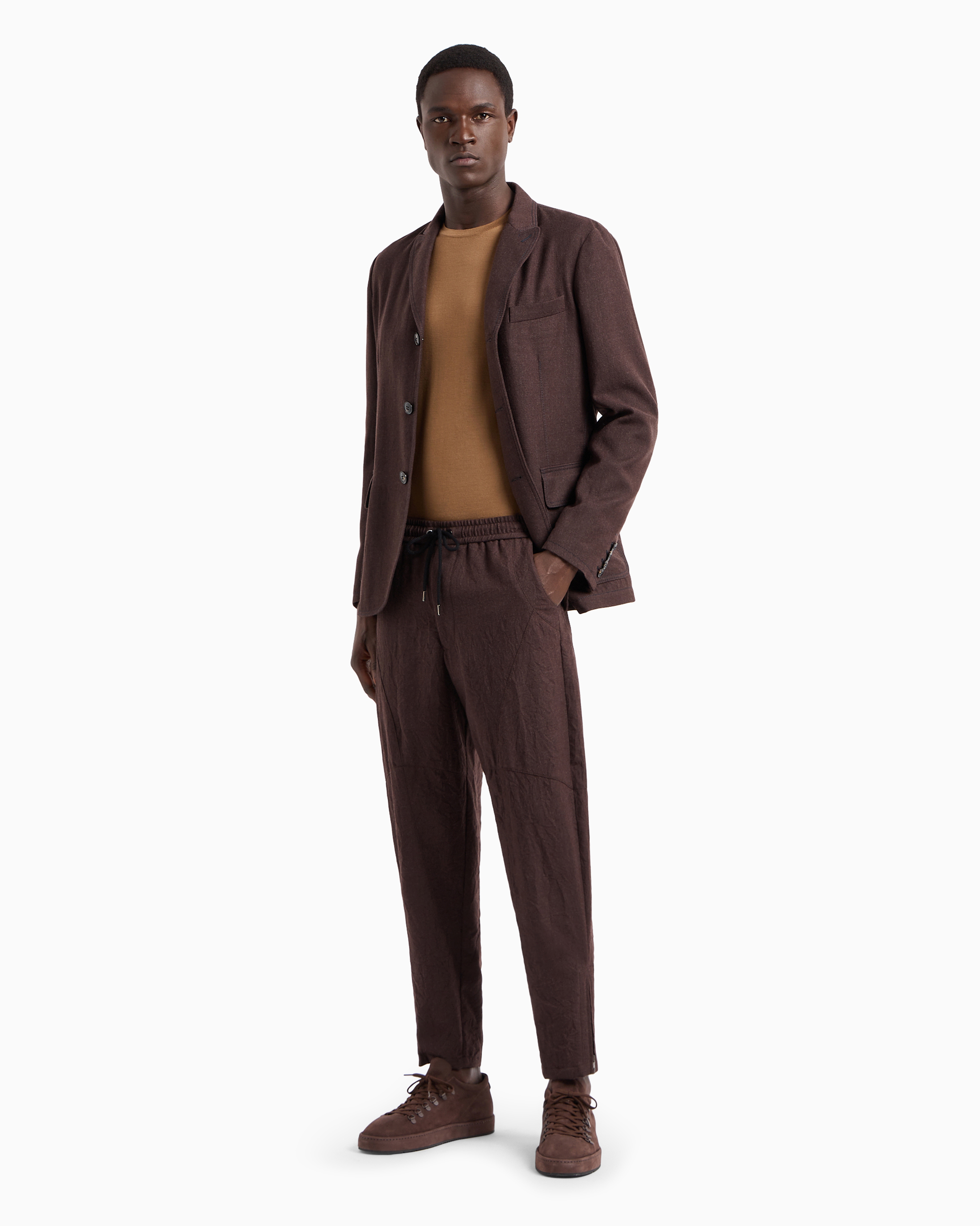 Giorgio Armani ネイビーリブ編みセーター クルーネックセーター バージンウール リブ | Giorgio Armani