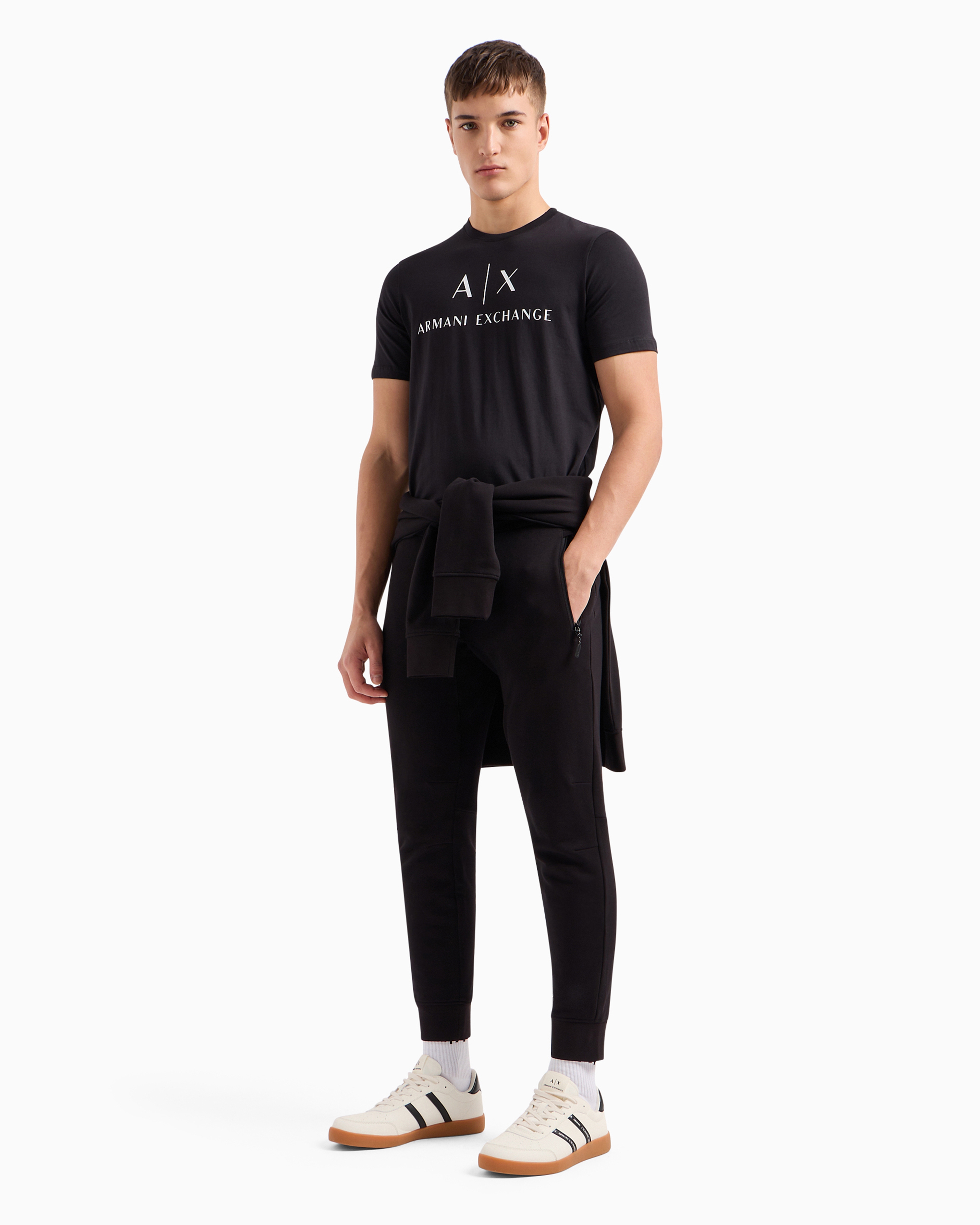 Armani Exchange Chest Logo Slim Fit T-shirt In Black