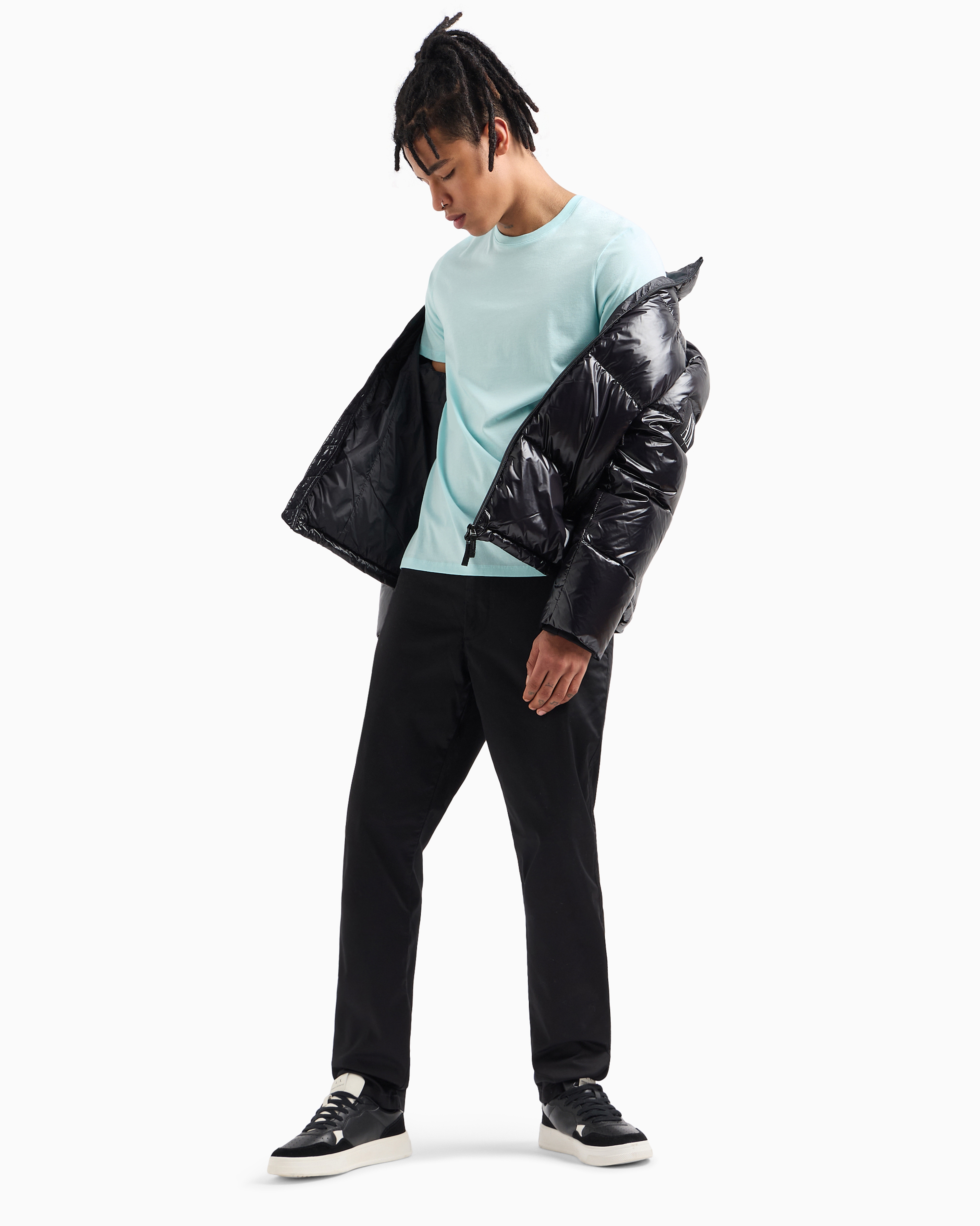 Armani Exchange Regular Fit Gabardine Trousers In Black