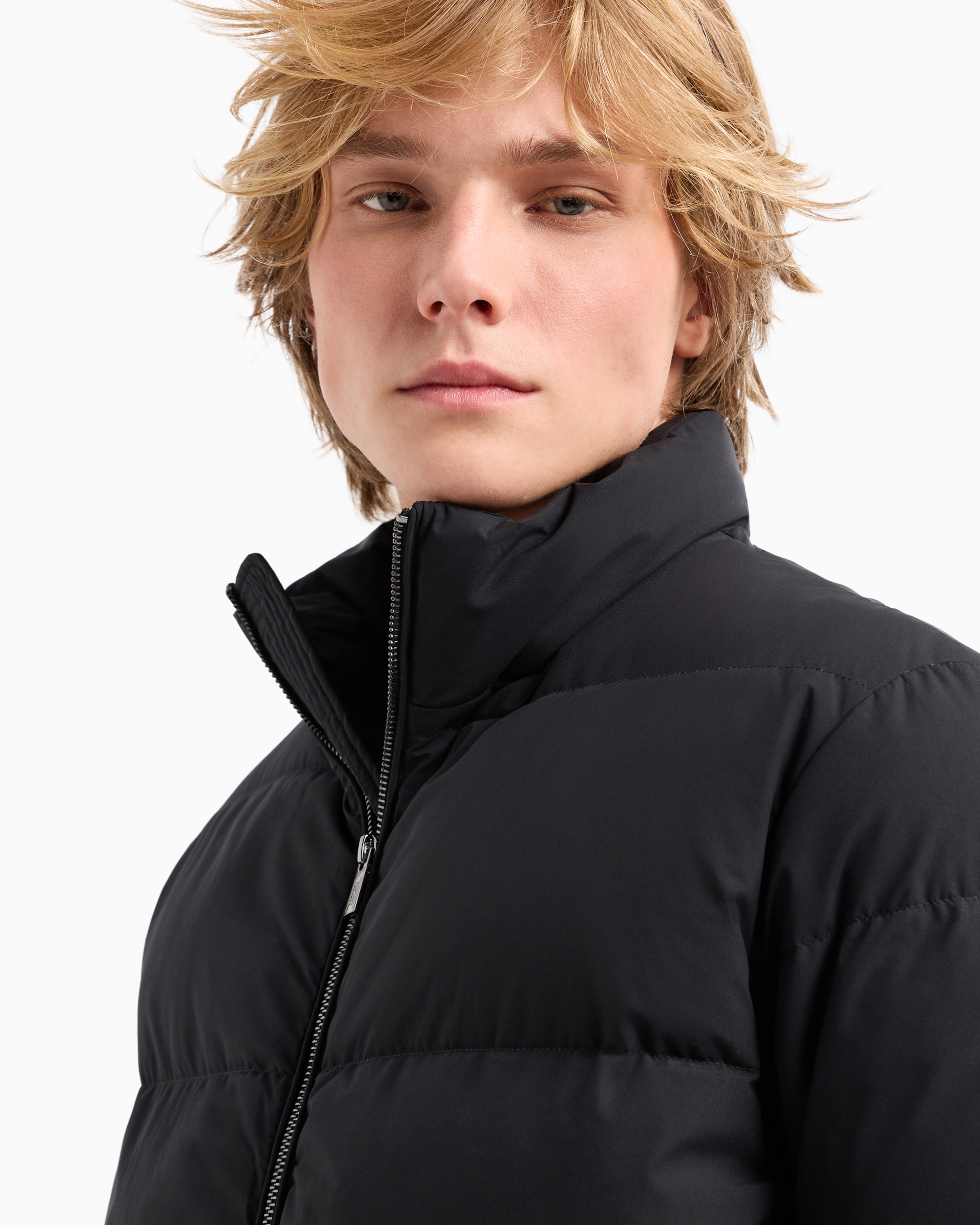 Shop Emporio Armani Quilted Nylon, Full-zip Puffer Jacket In Black