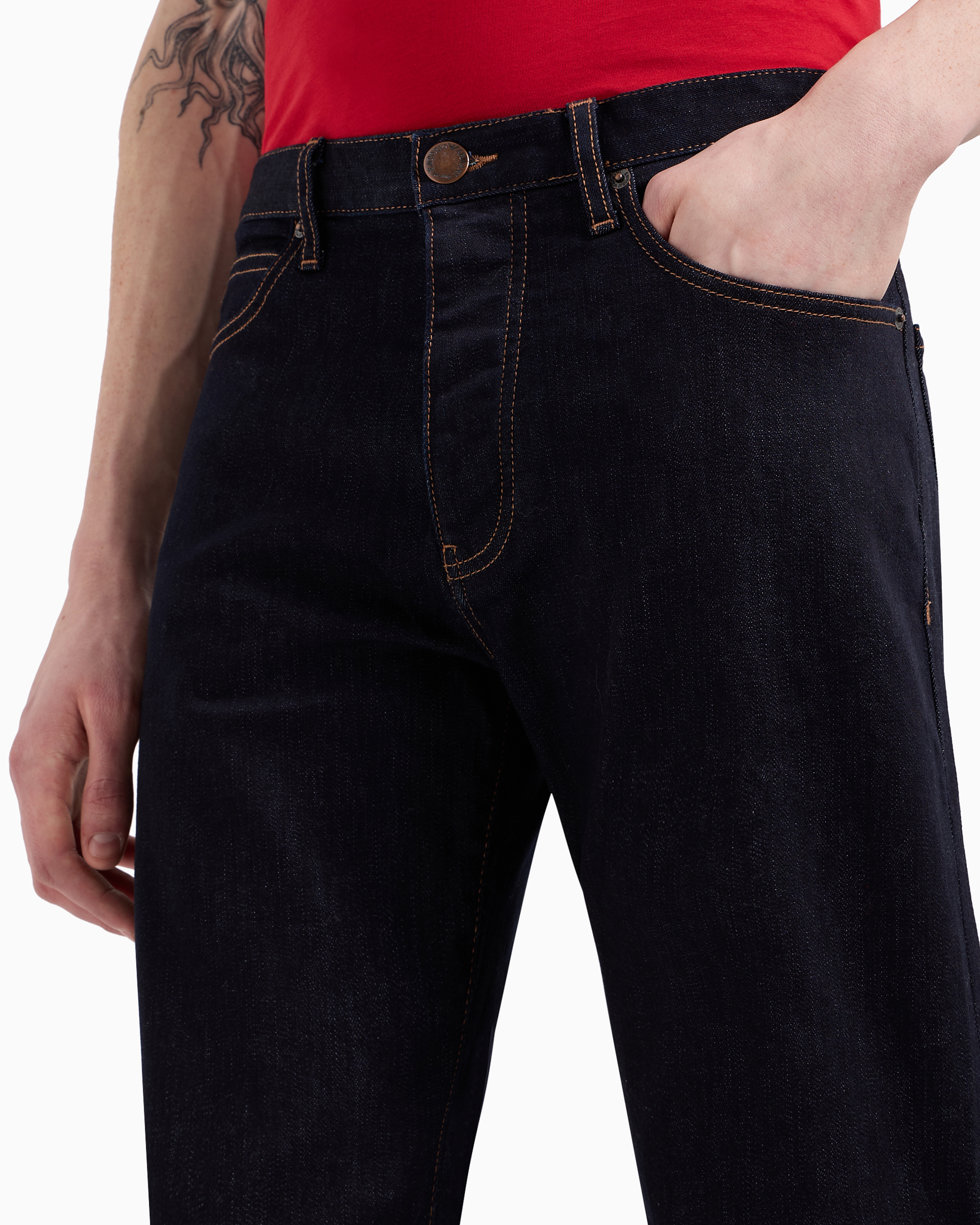 EMPORIO ARMANI J21 REGULAR-FIT JEANS IN WASHED 11.5 OZ COMFORT DENIM