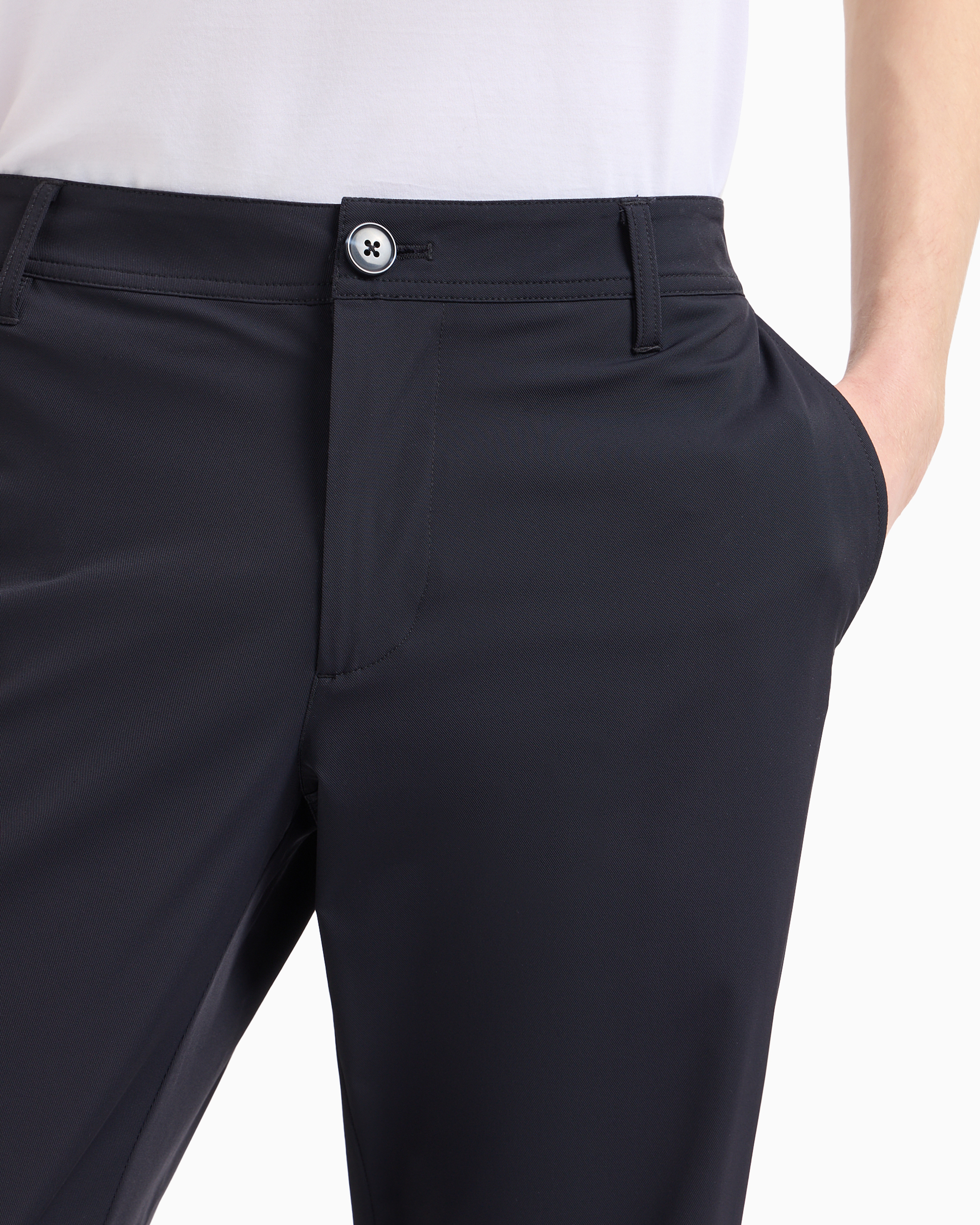 Armani Exchange Official Store Slim Fit Trousers In Ultra Stretch Twill In Navy Blue