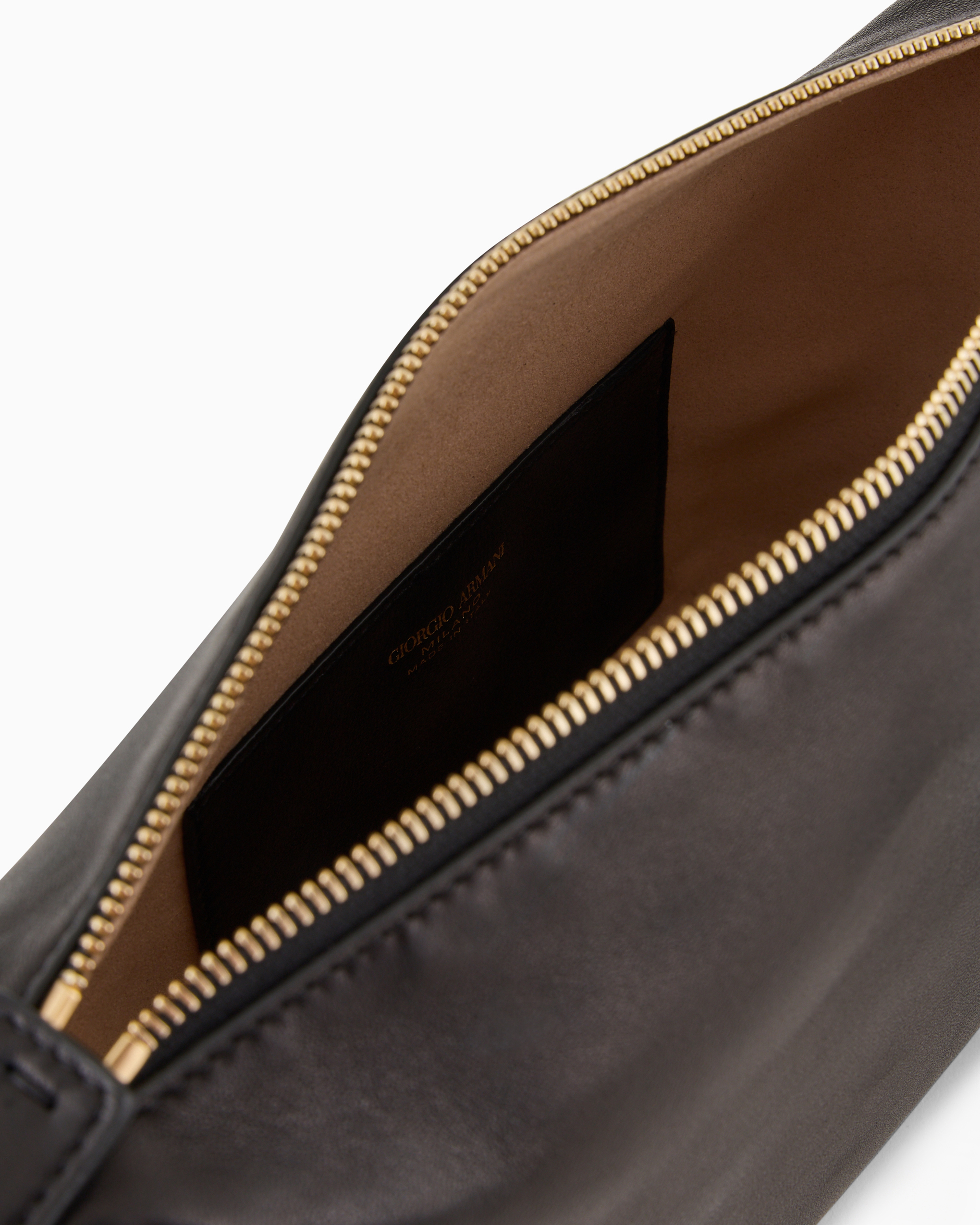 Giorgio Armani Official Store Small La Prima Soft Nappa Leather Handbag In Black