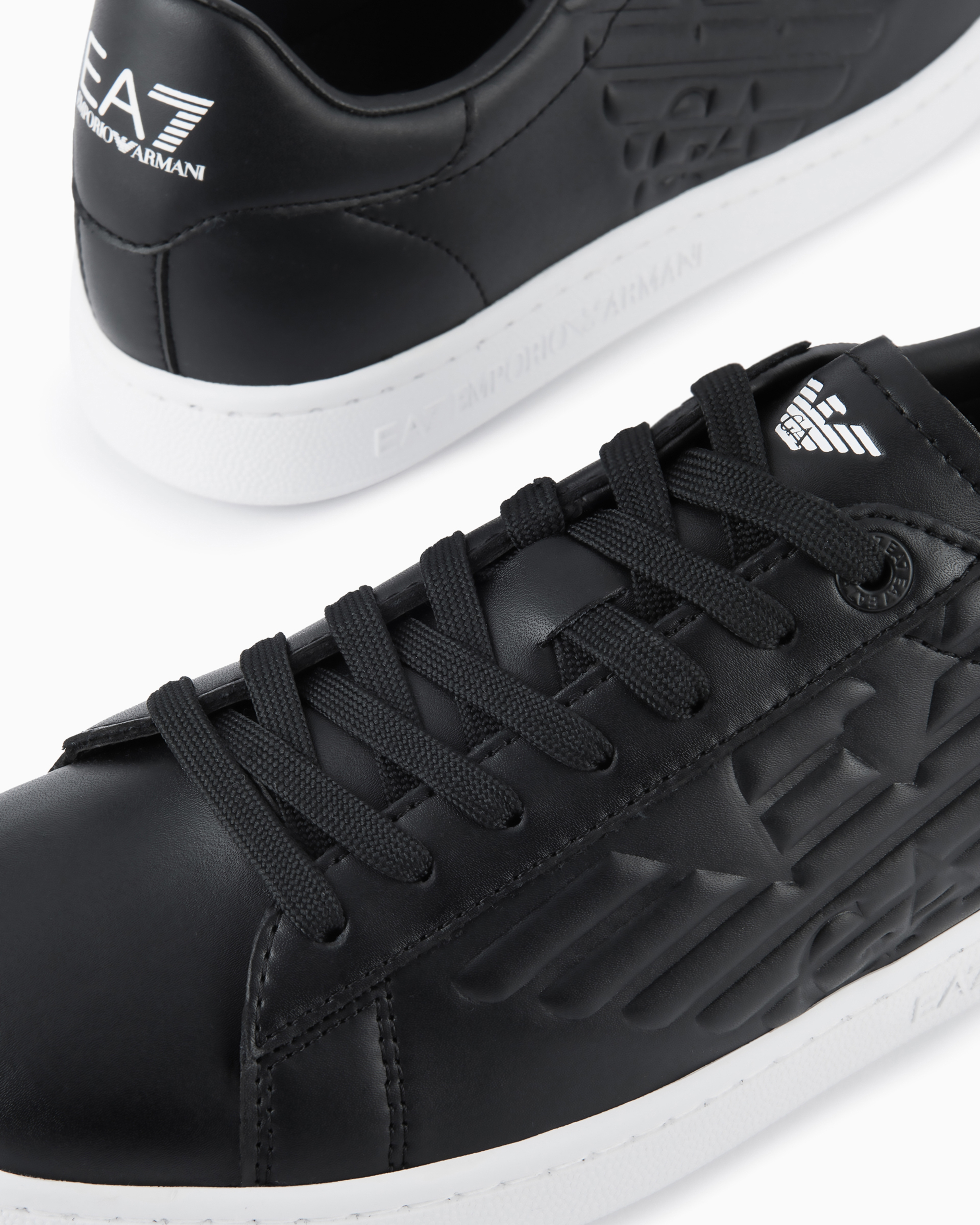 Shop Emporio Armani Ea7 Classic Cc Sneakers In Black Logo