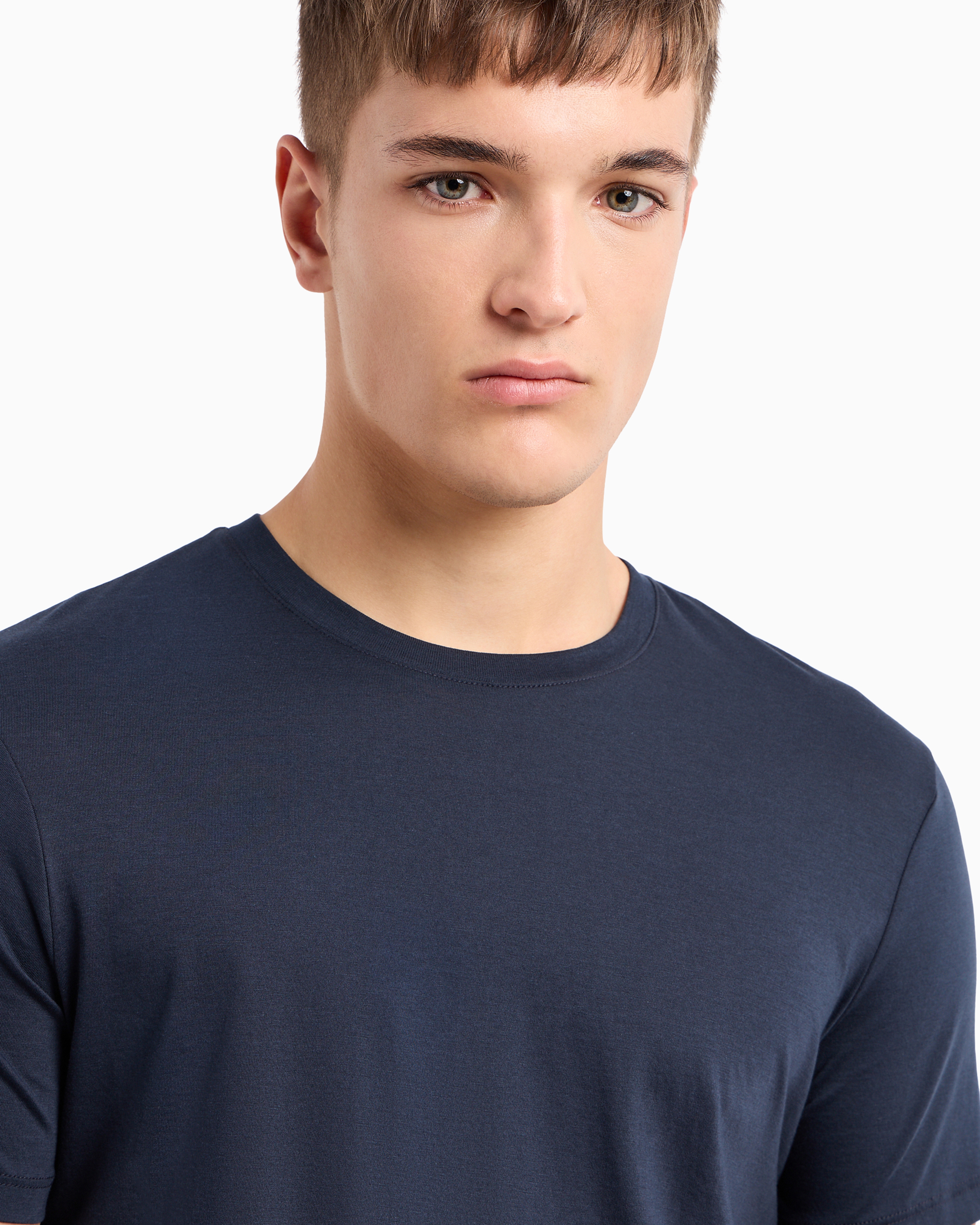 Armani Exchange Regular Fit Pima Cotton T-shirt In Navy Blue