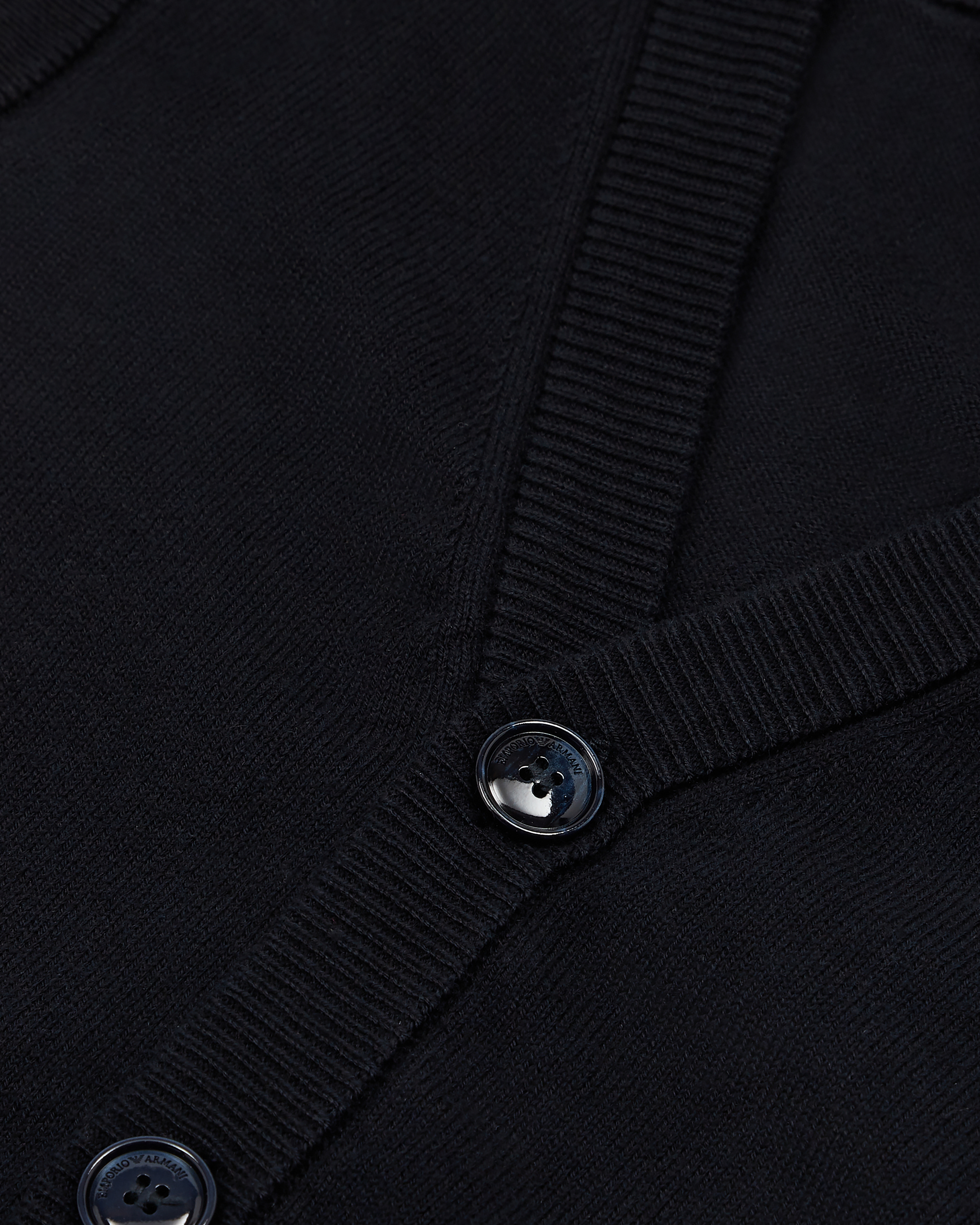 Emporio Armani Buttoned, Knit V-neck Gilet In Navy Blue