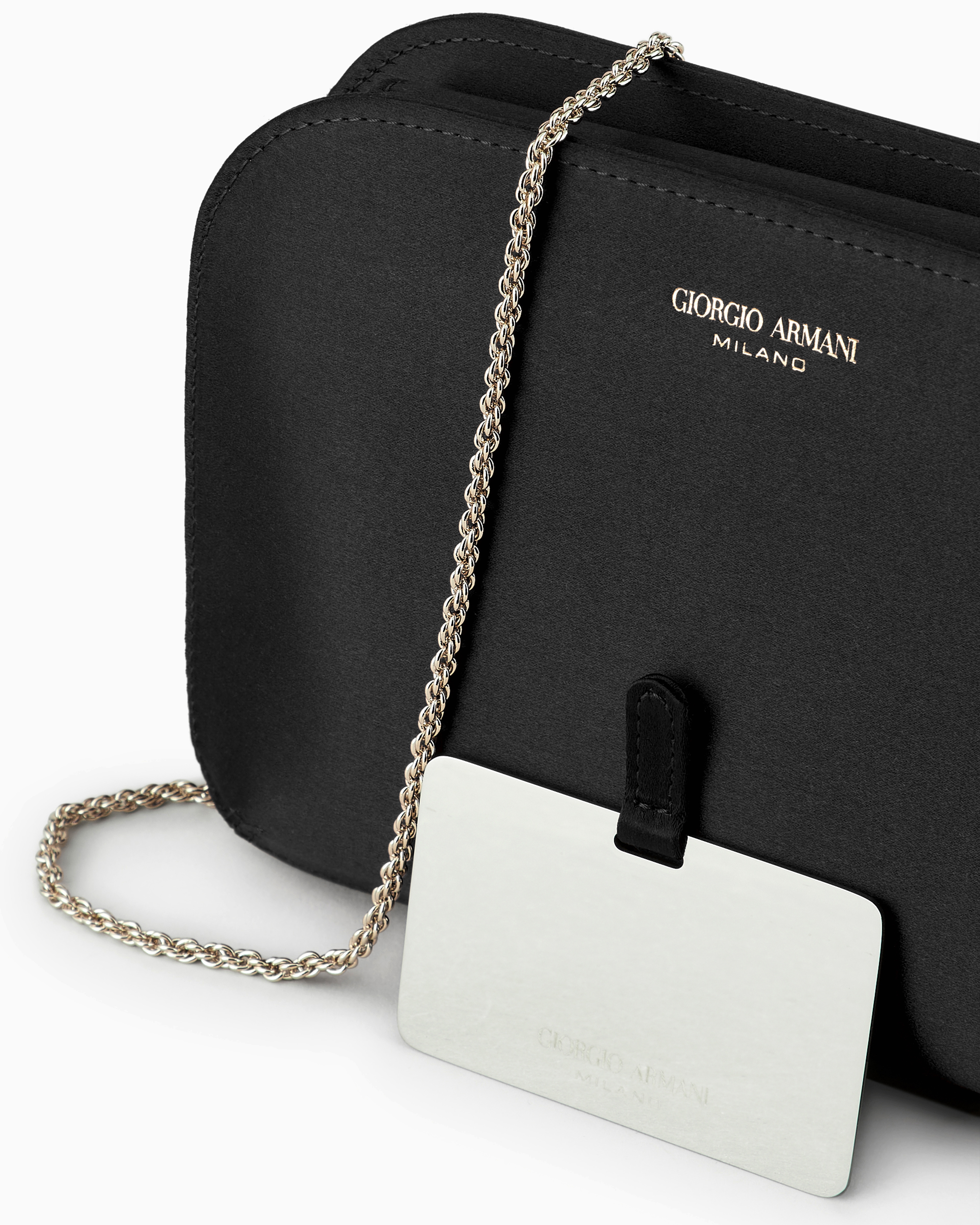 Giorgio Armani Official Store Satin La Prima Clutch Bag In Black
