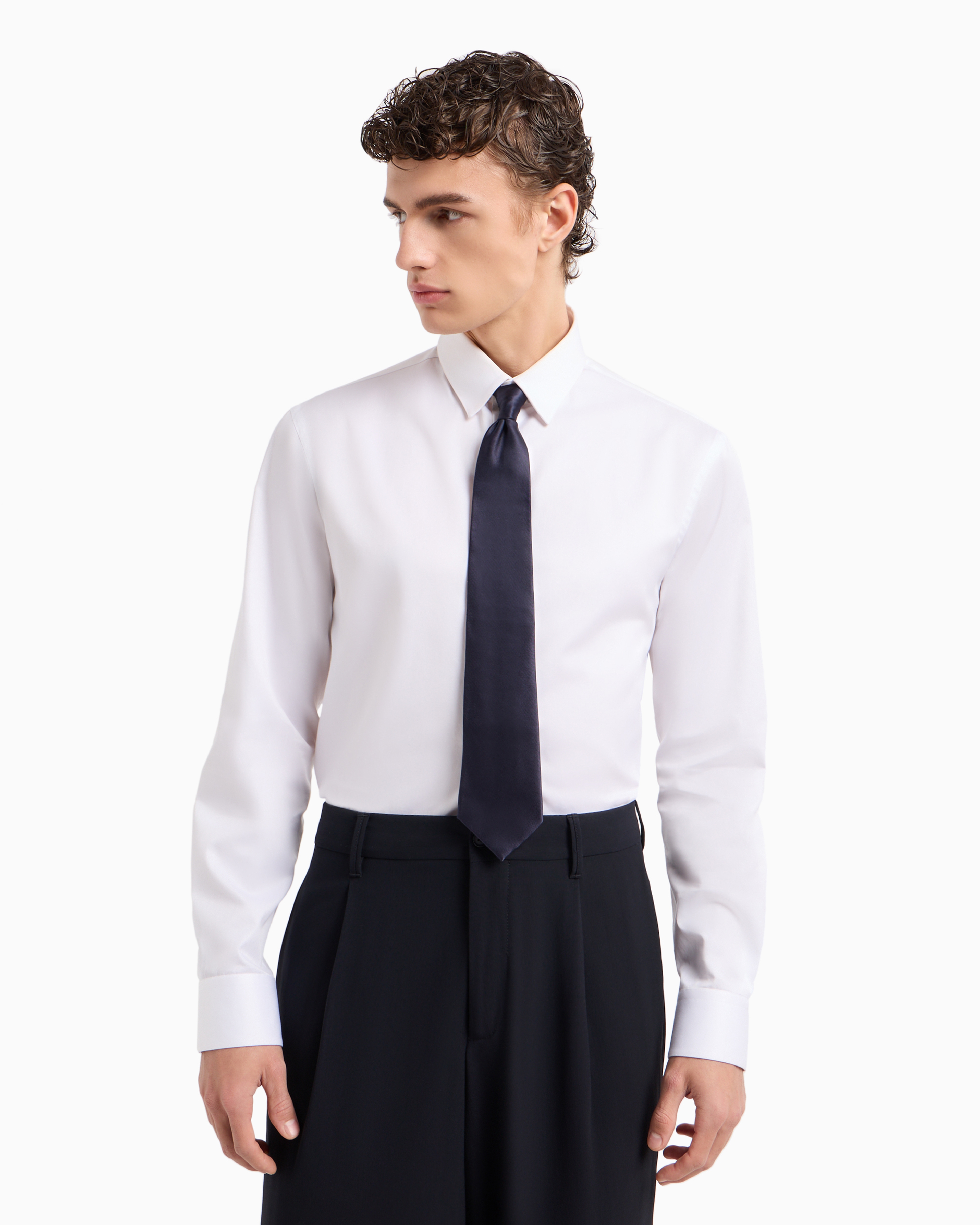 Giorgio Armani Official Store Pure Silk Tie In Midnight Blue
