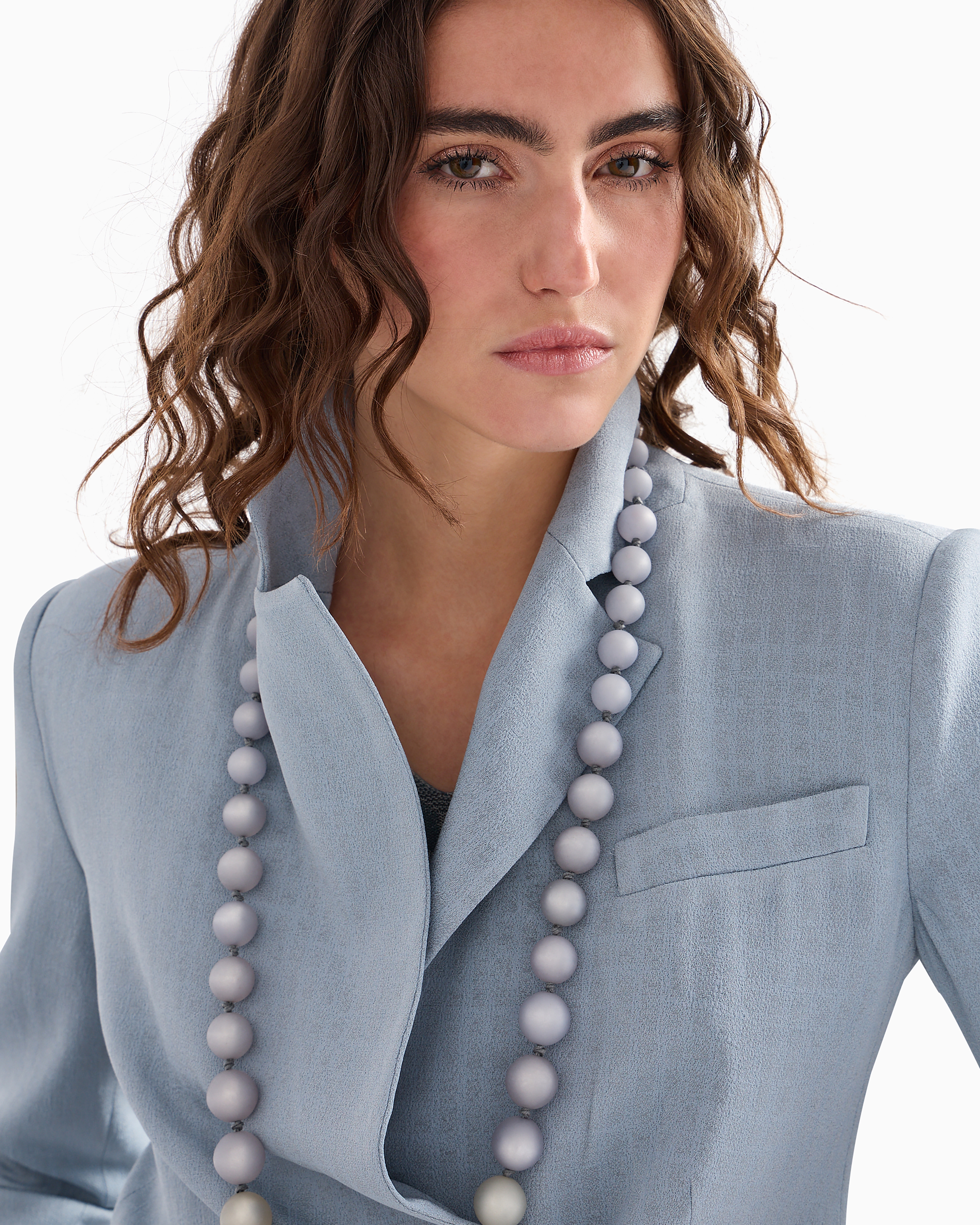 EMPORIO ARMANI LONG NECKLACE WITH PEARL-EFFECT GRADIENT SPHERES 