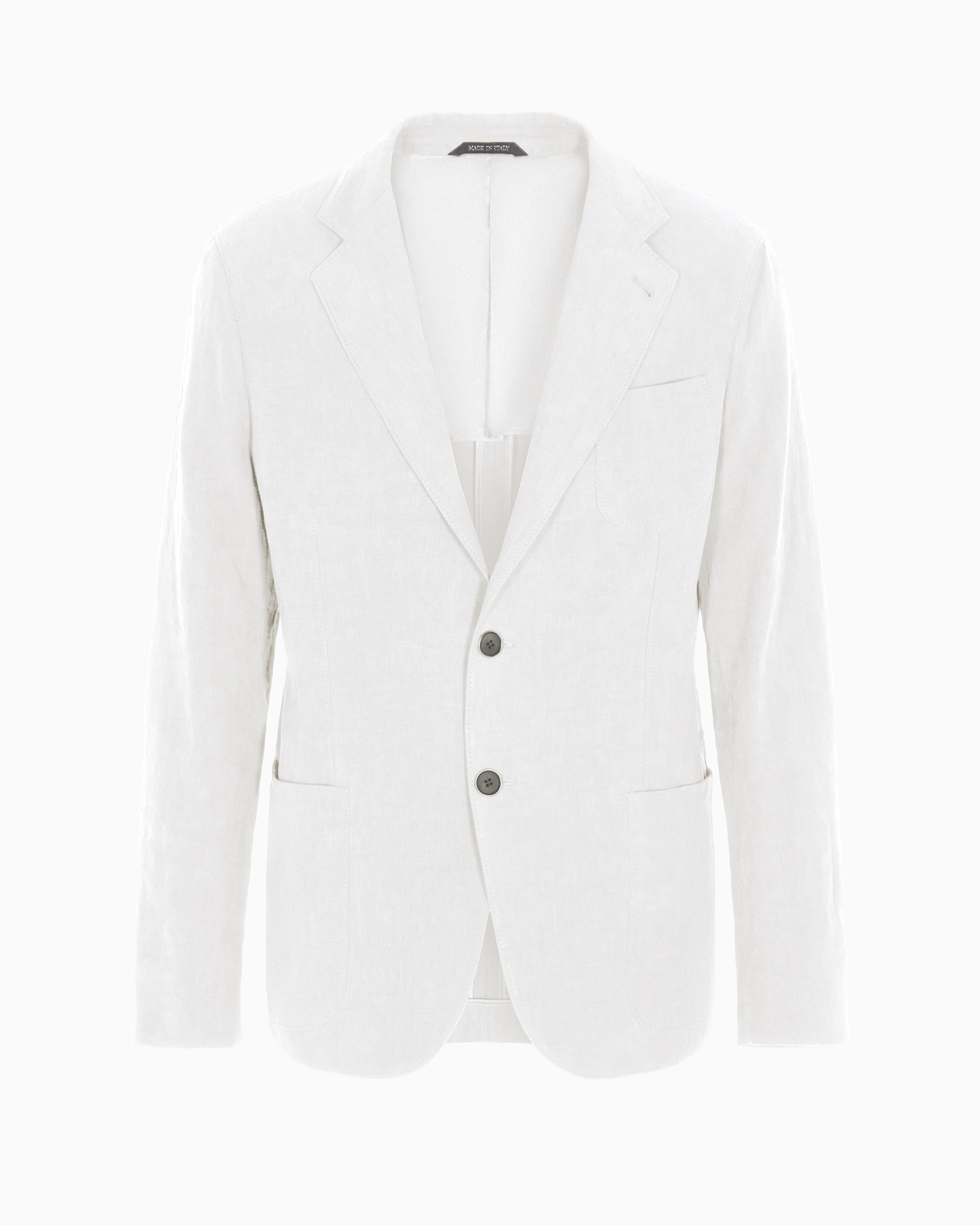 Giorgio Armani Official Store Upton Line Single-breasted Jacket In Pure Linen Canvas In Blanc