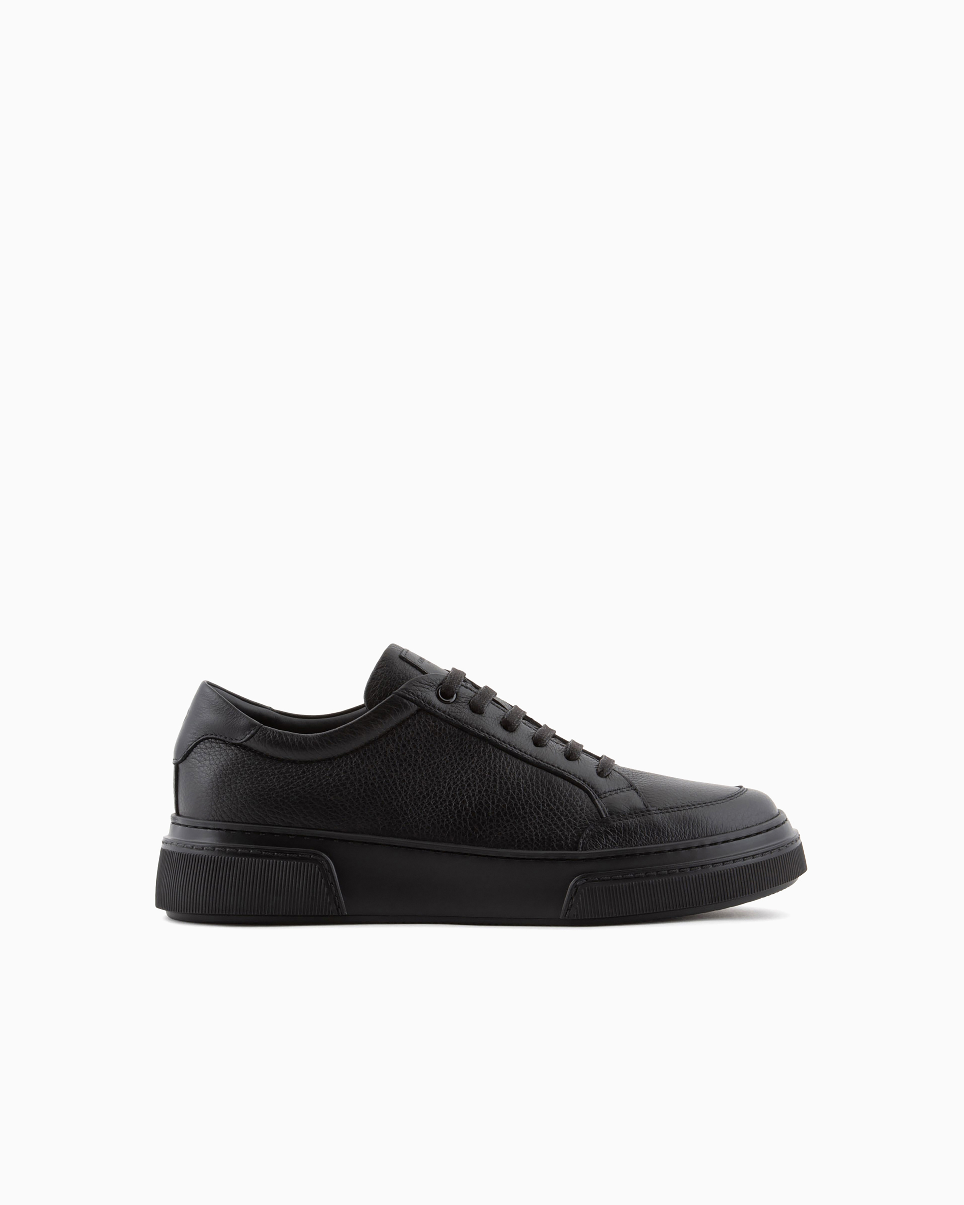 Giorgio Armani Official Store Deerskin Sneakers In Black