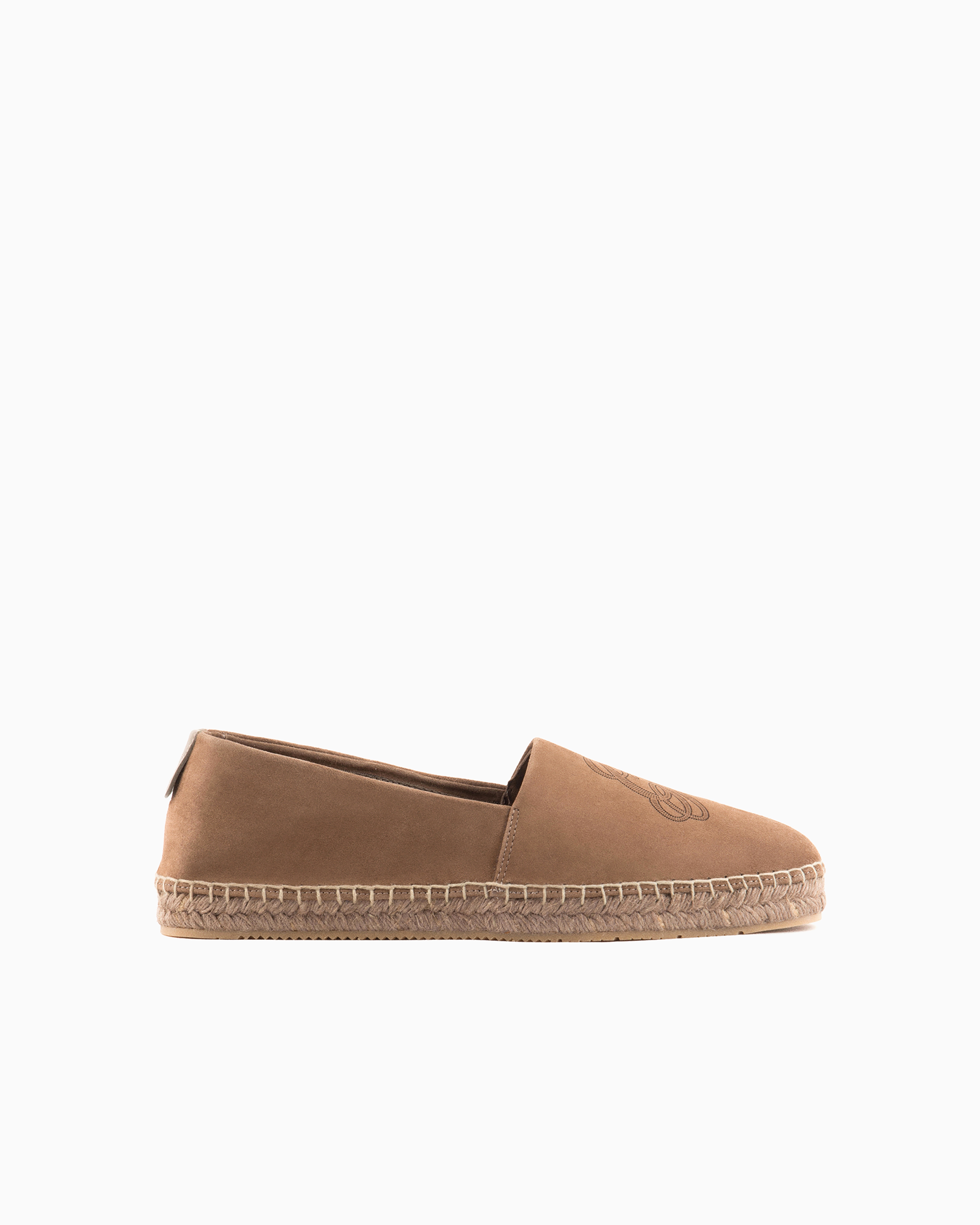 Giorgio Armani Logo-embroidered Suede Espadrilles In Brown