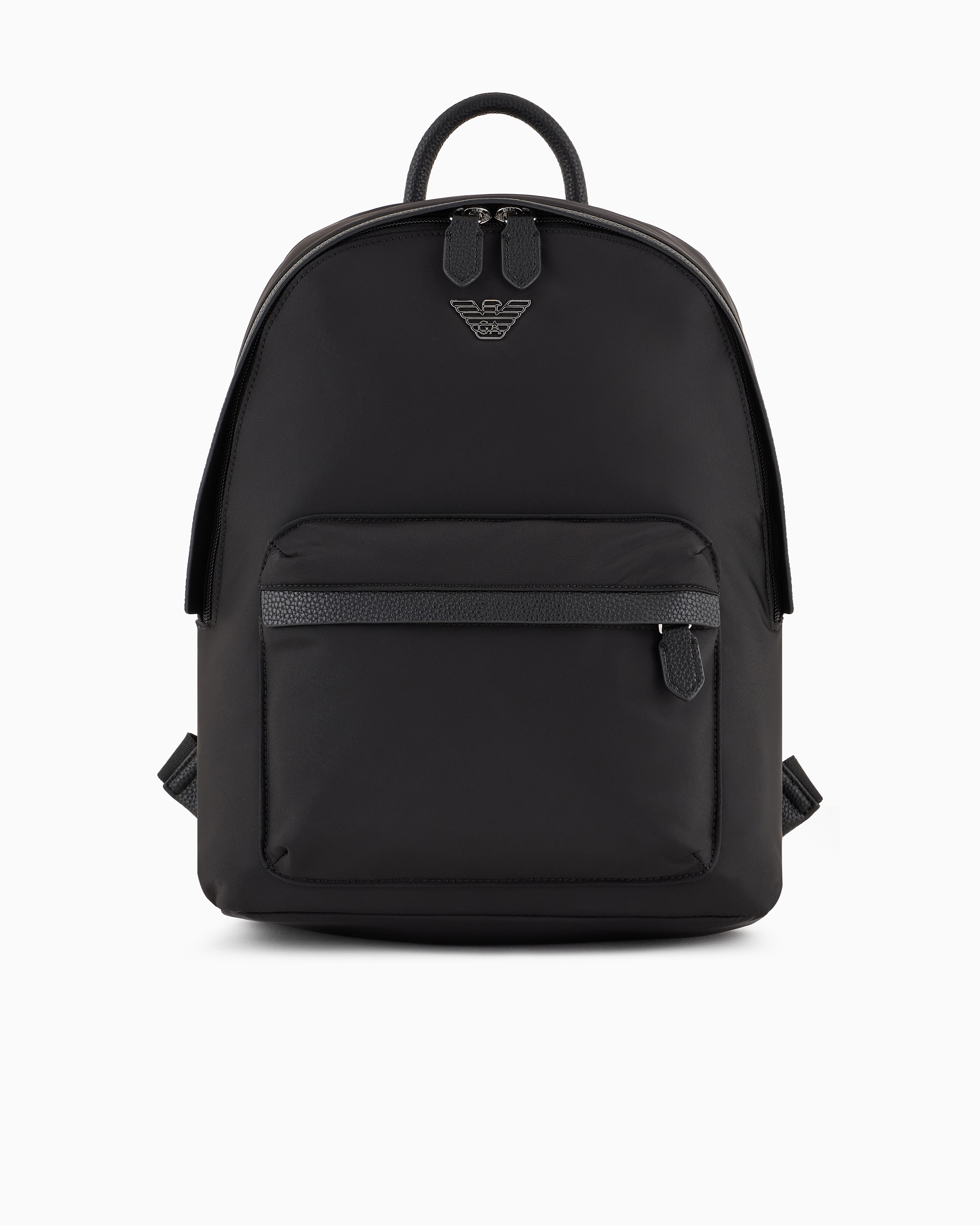 Emporio Armani Official Store Asv Recycled Nylon Backpack With Eagle Plaque In Black