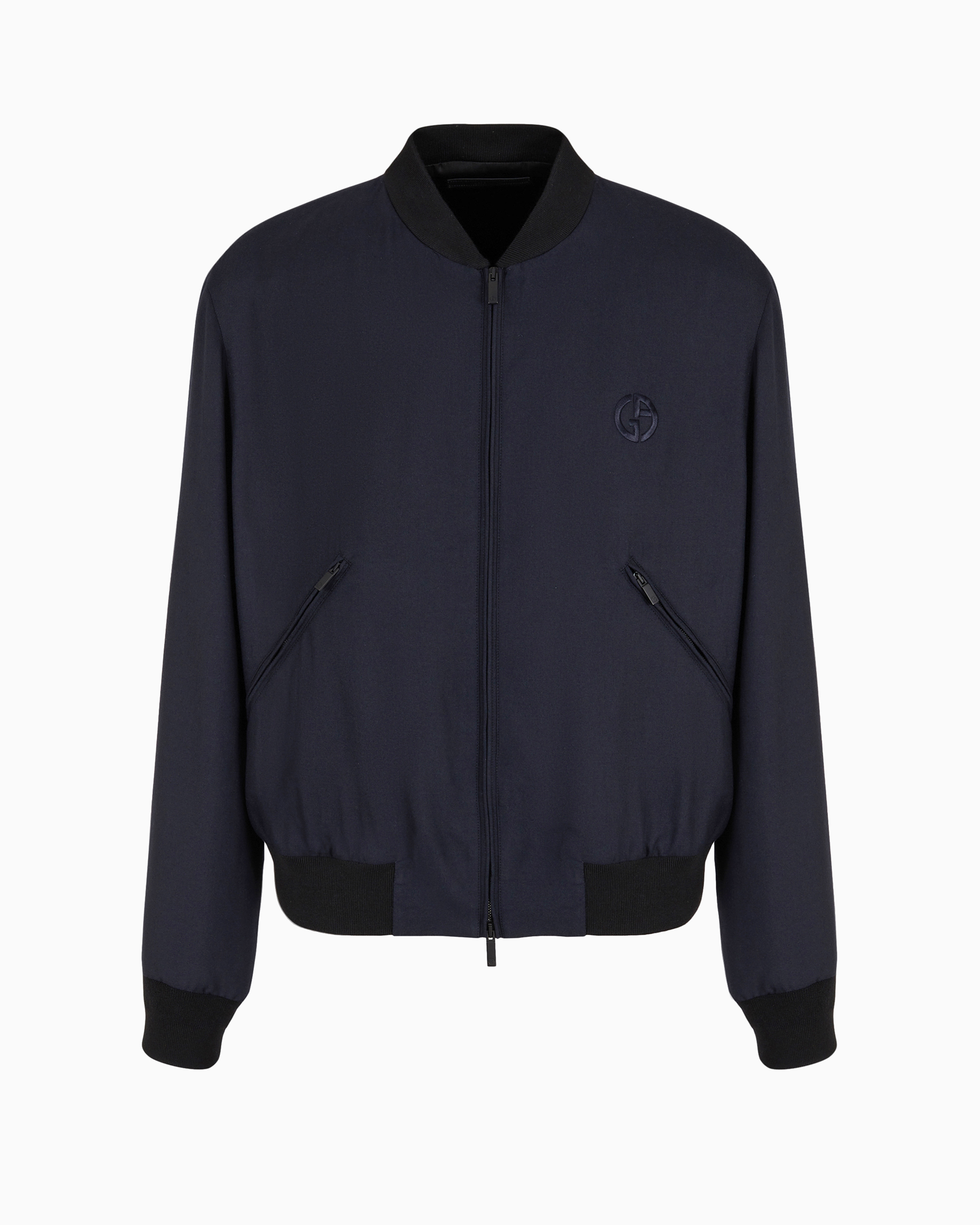 Giorgio Armani Official Store Asv Cashmere And Silk Canvas Blouson In Midnight Blue