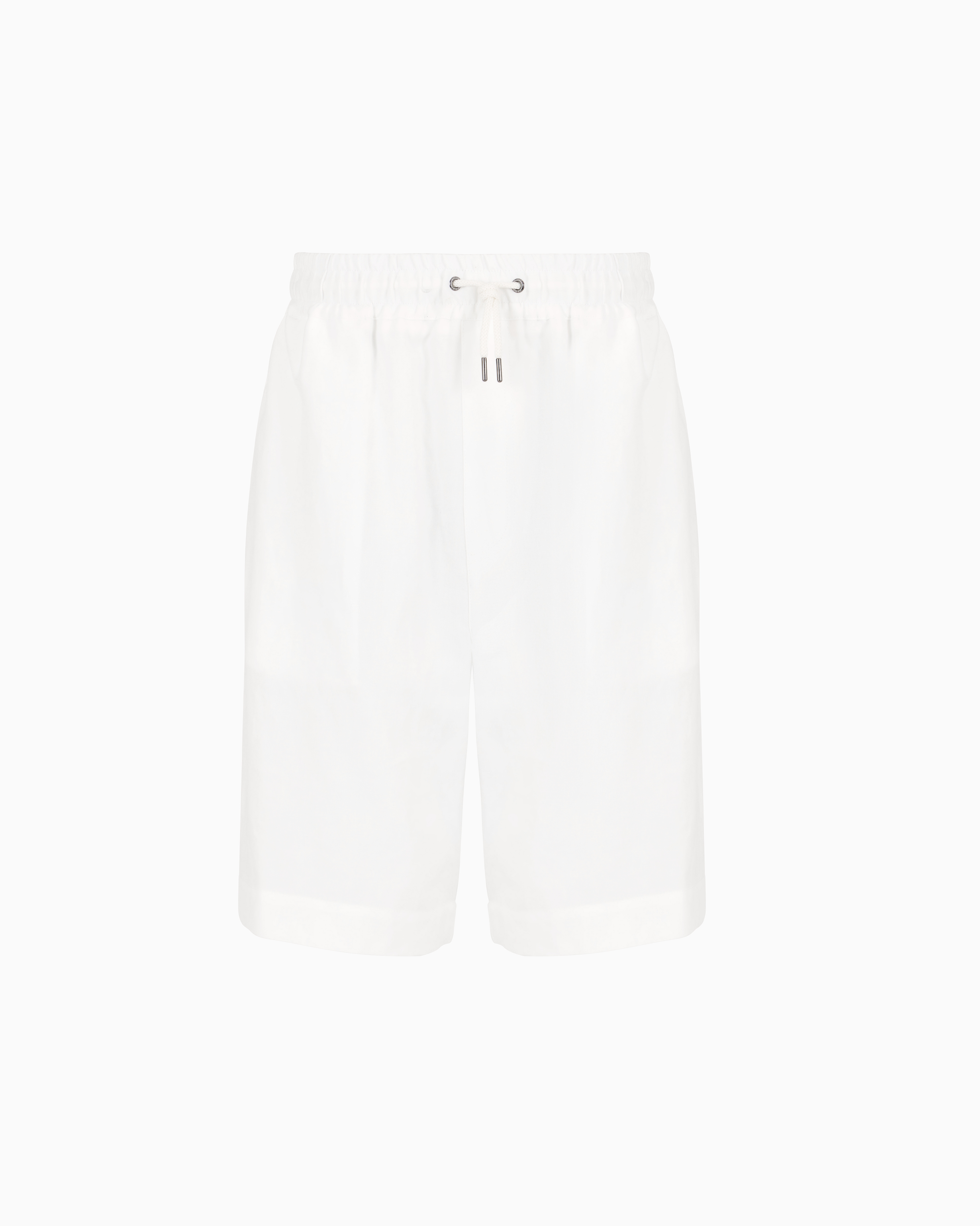 Giorgio Armani Official Store Bermuda Sans Pinces En Toile De Pur Lin In Blanc