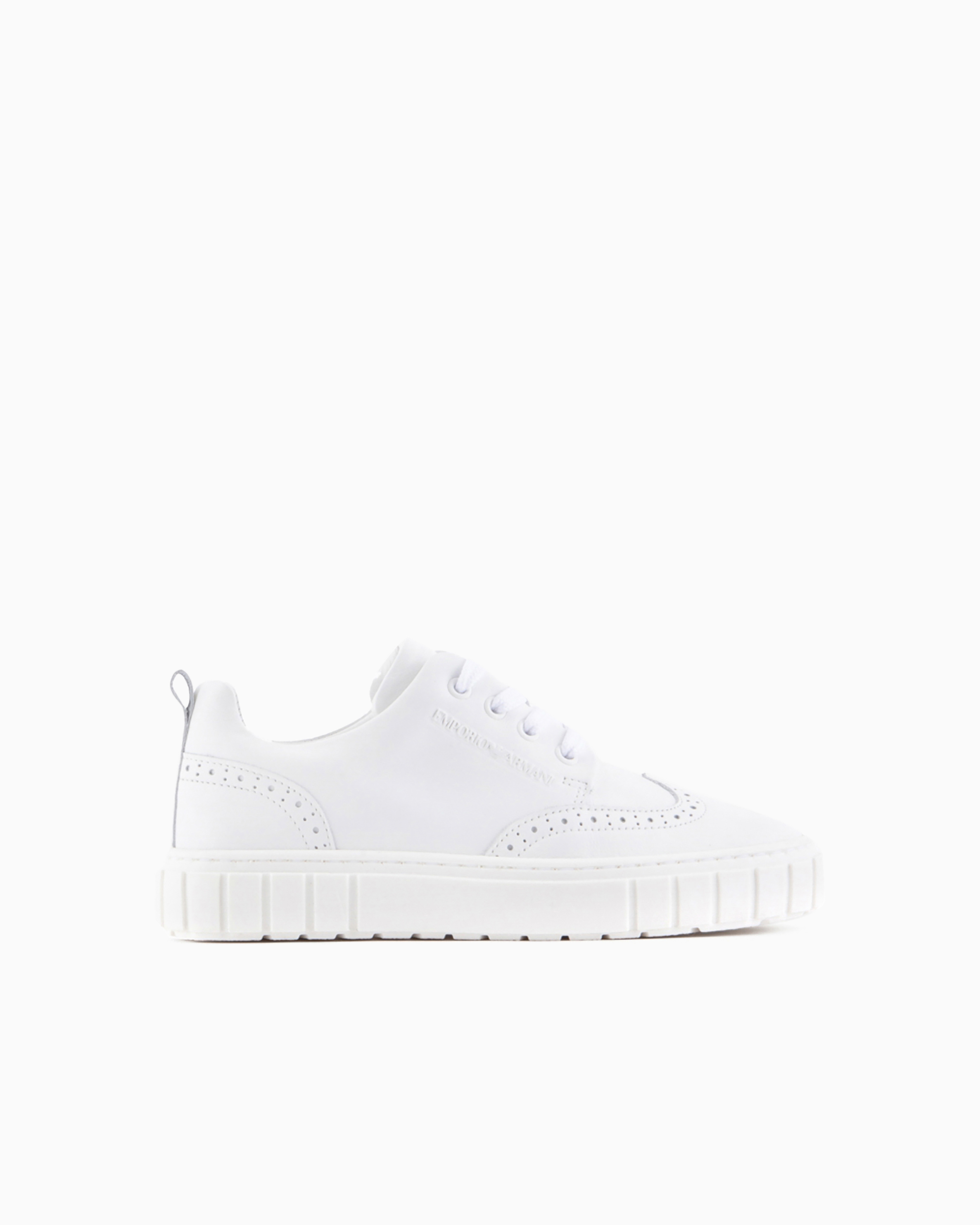 Emporio Armani Official Store Soft-leather Sneakers With Wingtip Detail In White