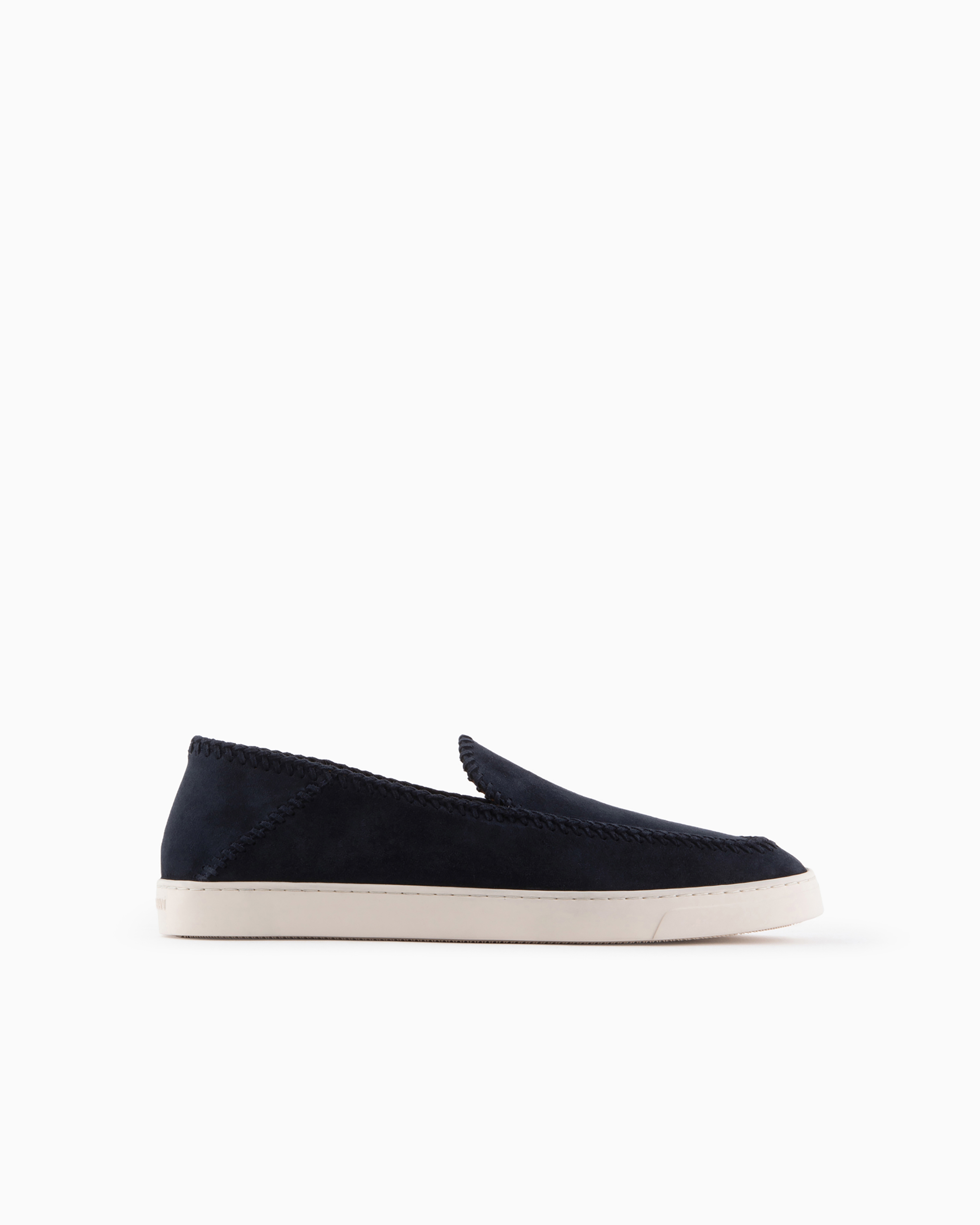 Giorgio Armani Official Store Suede Slip-ons In Navy Blue