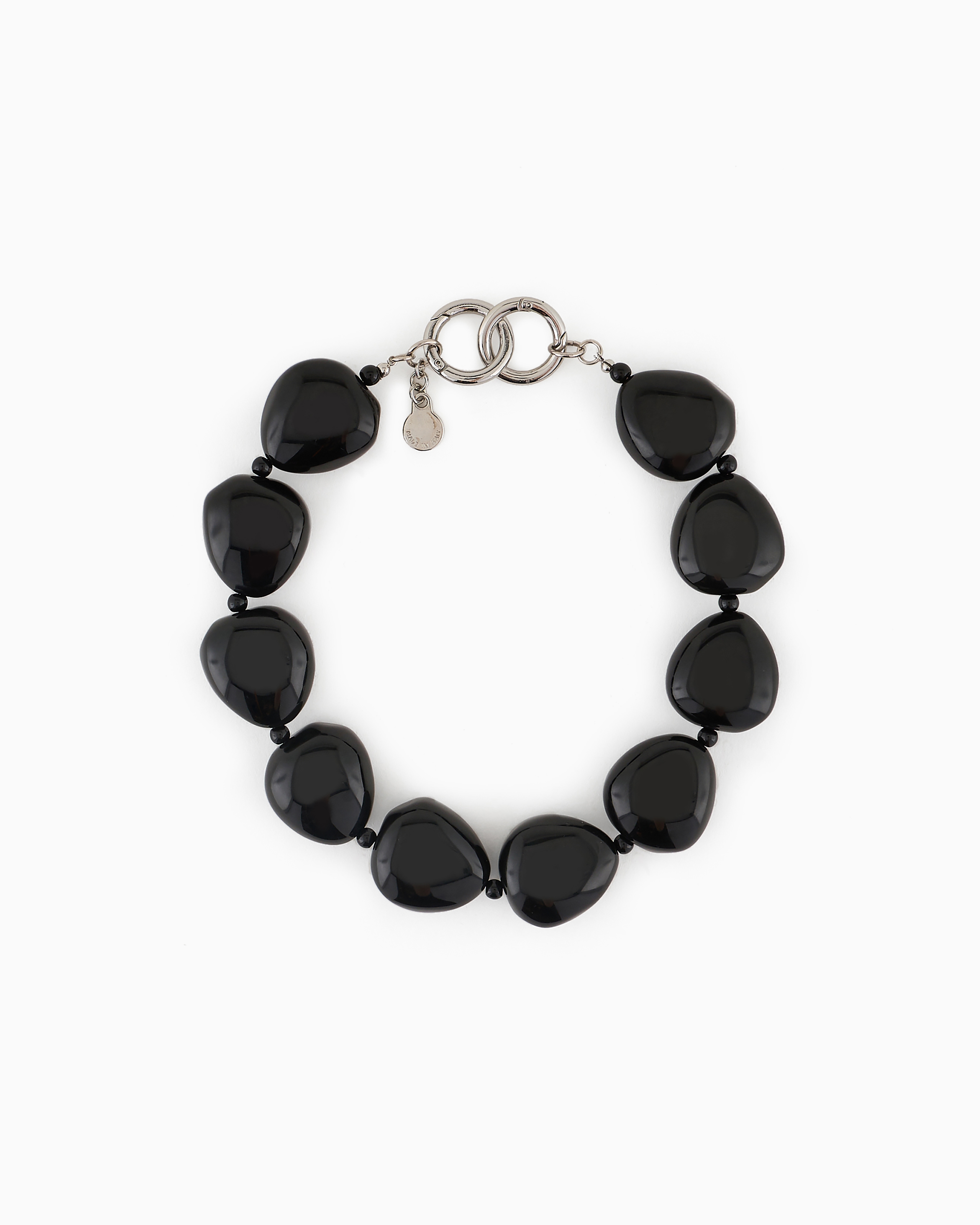 Emporio Armani Official Store Choker Necklace With Rounded Gemstones In Black