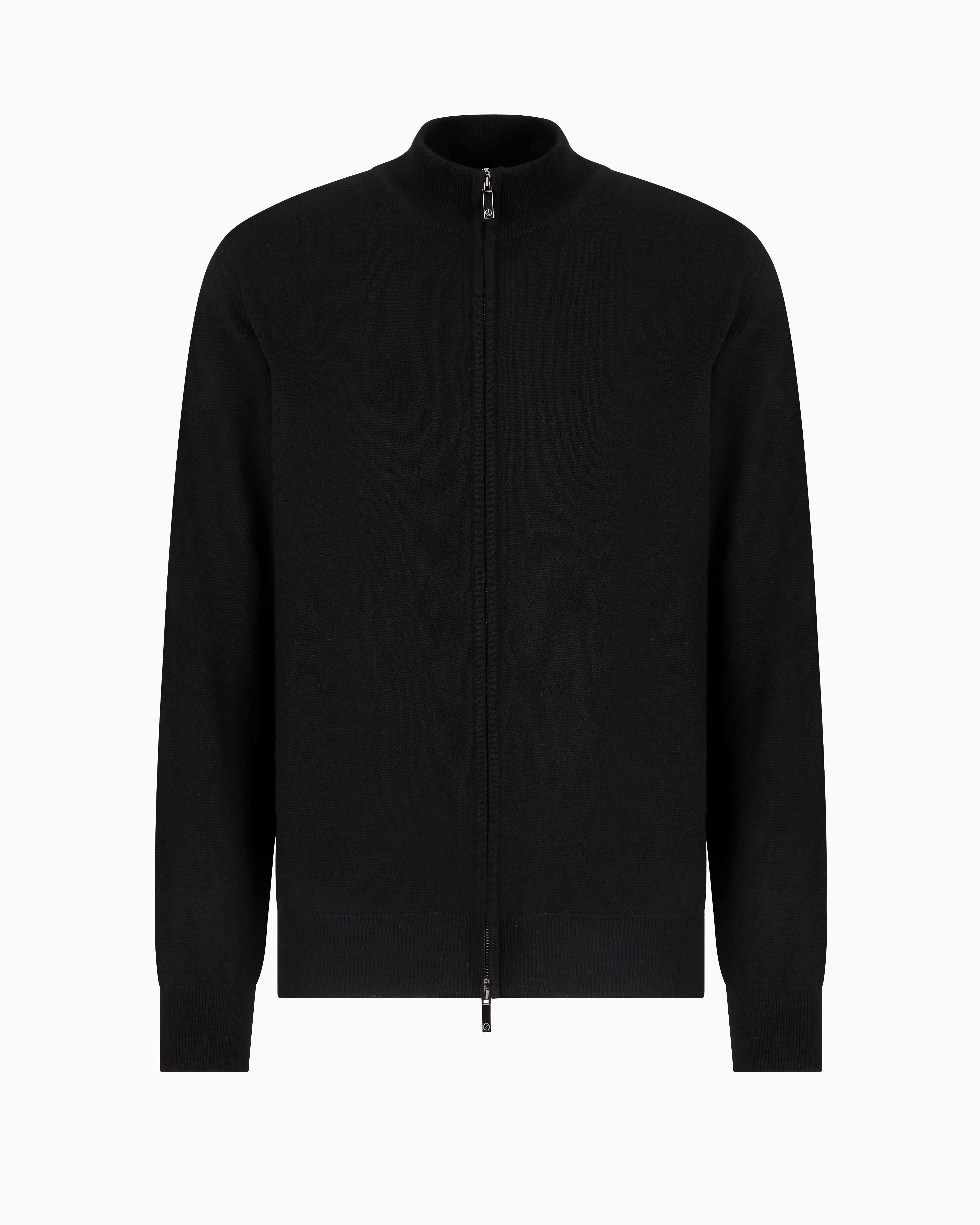 Giorgio Armani Official Store Pure Cashmere Zip-up Cardigan In Black