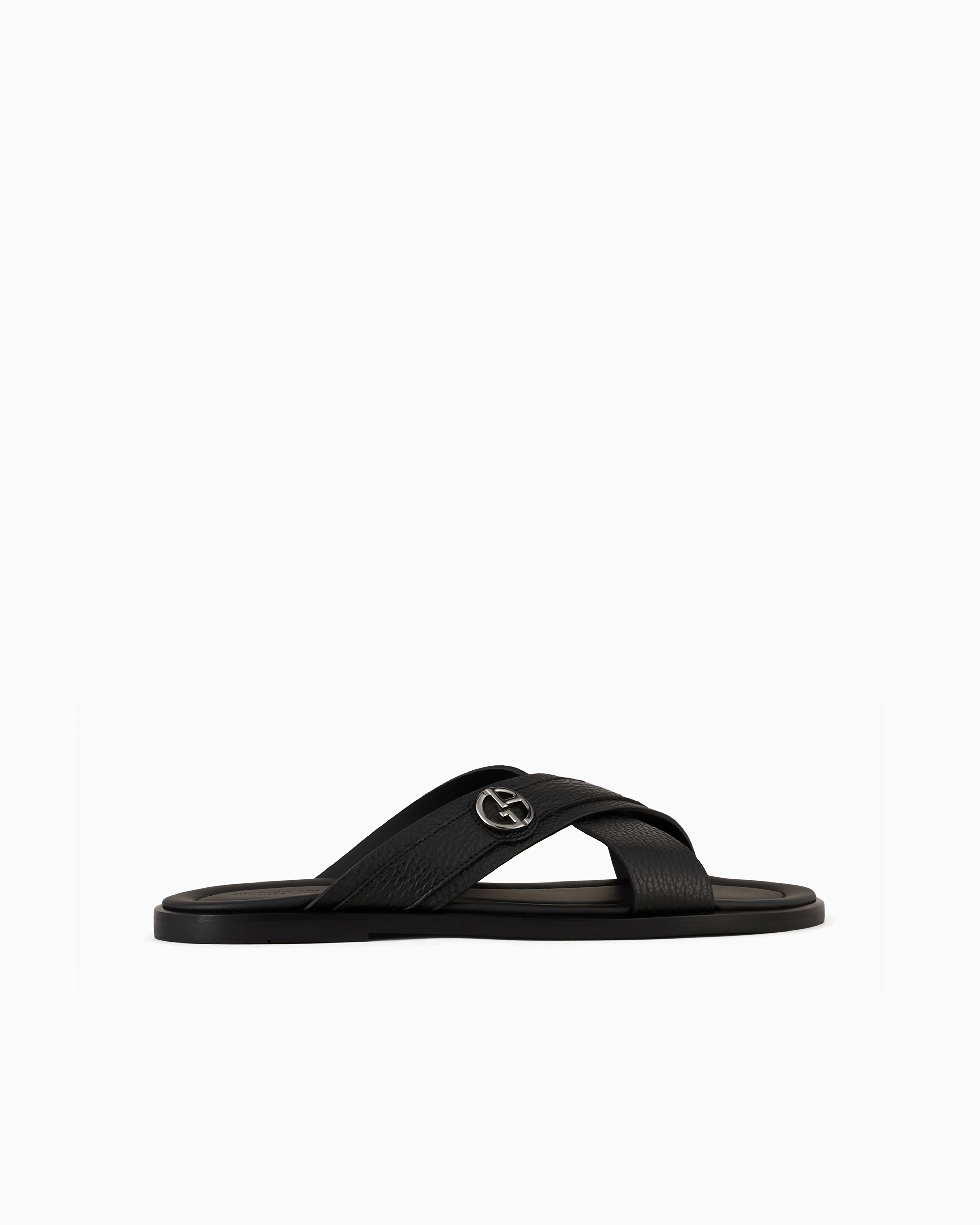 Giorgio Armani Official Store Pebbled-leather Woven Sandals In Black