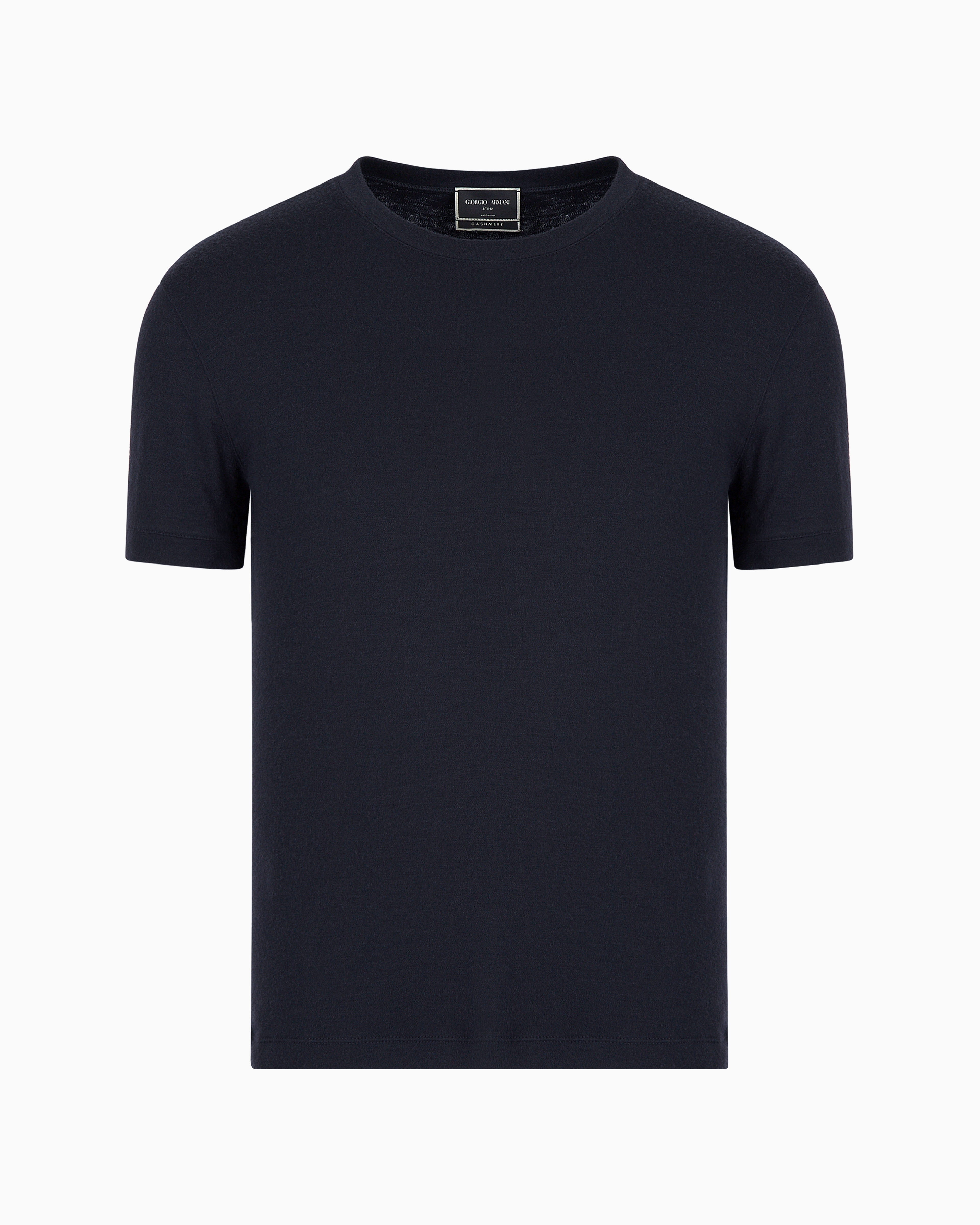 Giorgio Armani Official Store Short-sleeved Cashmere Icon Jumper In Navy Blue