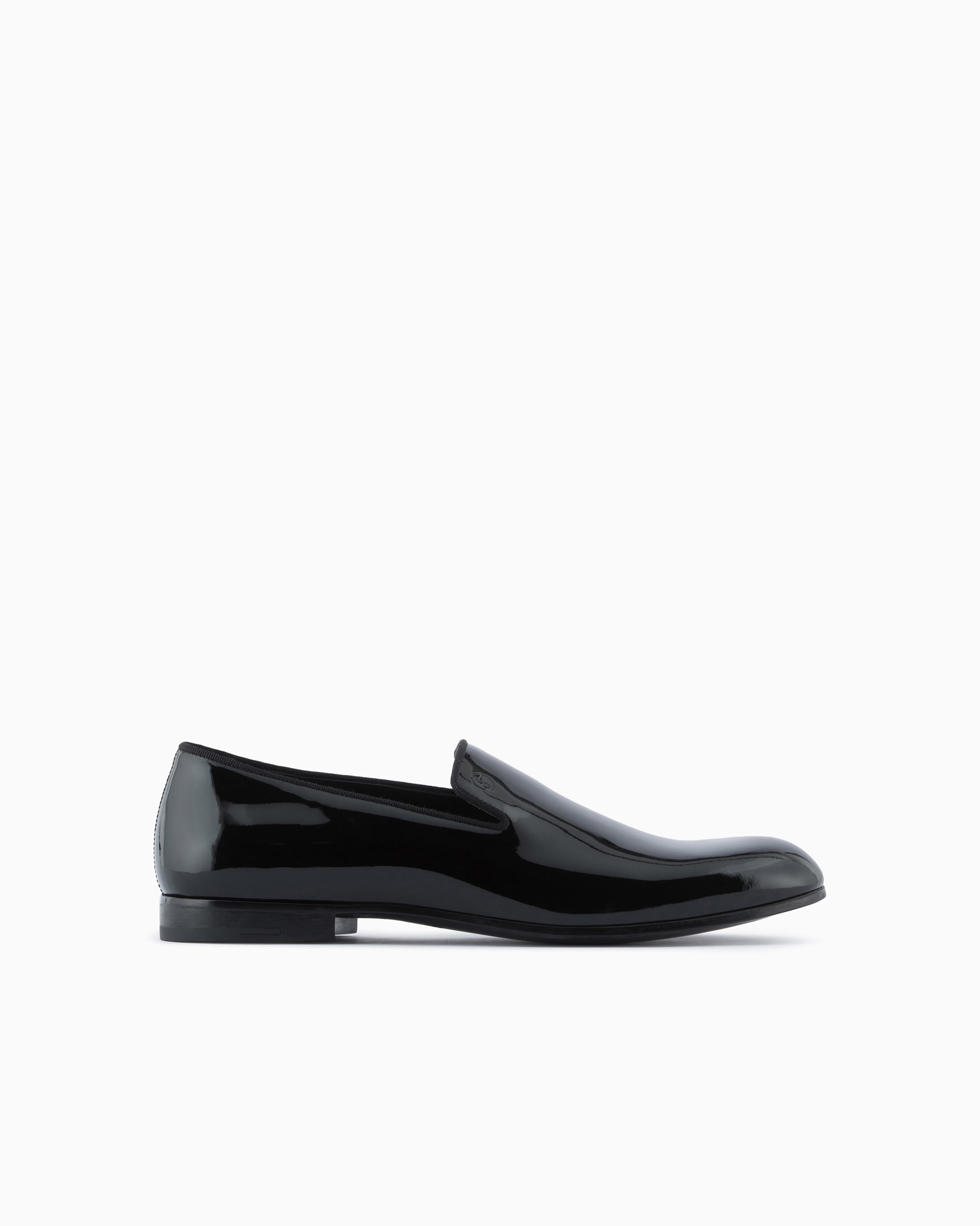 Giorgio Armani Official Store Patent Leather Loafers In Black