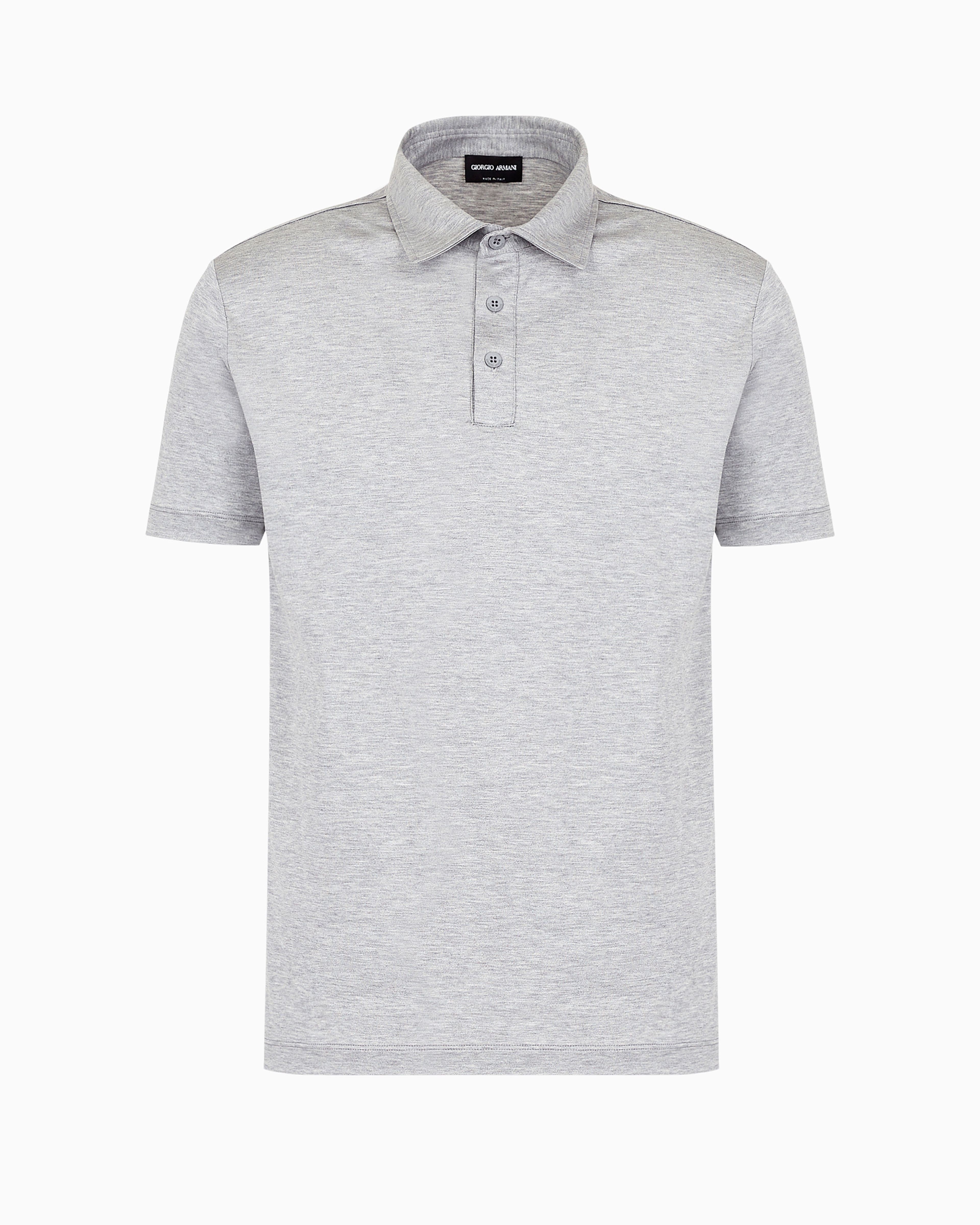 Giorgio Armani Silk And Cotton-mélange Jersey Polo Shirt In Light Gray